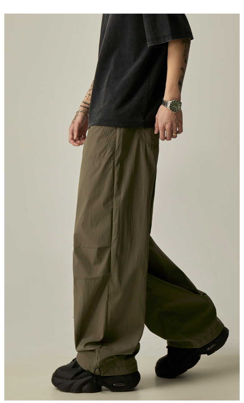 Beige Relaxed Drawstring Track Pants