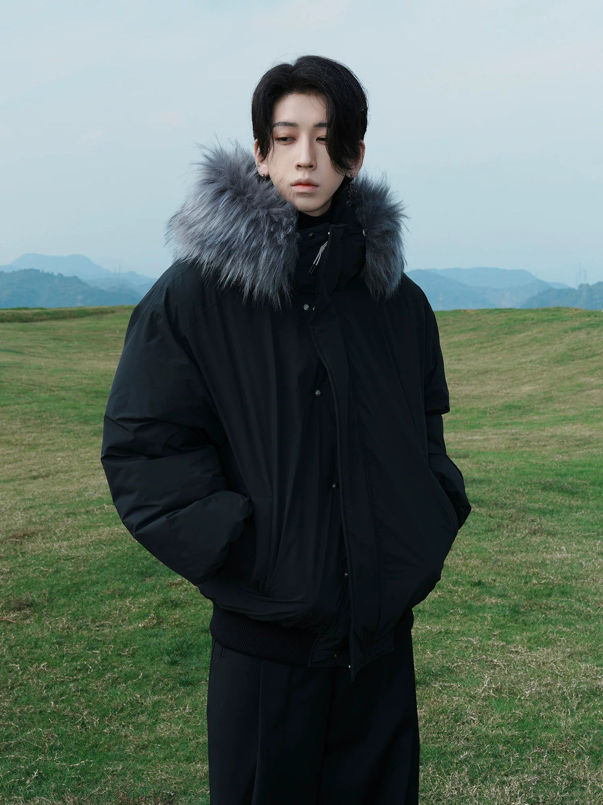Fur-Trim Oversized Puffer Jacket