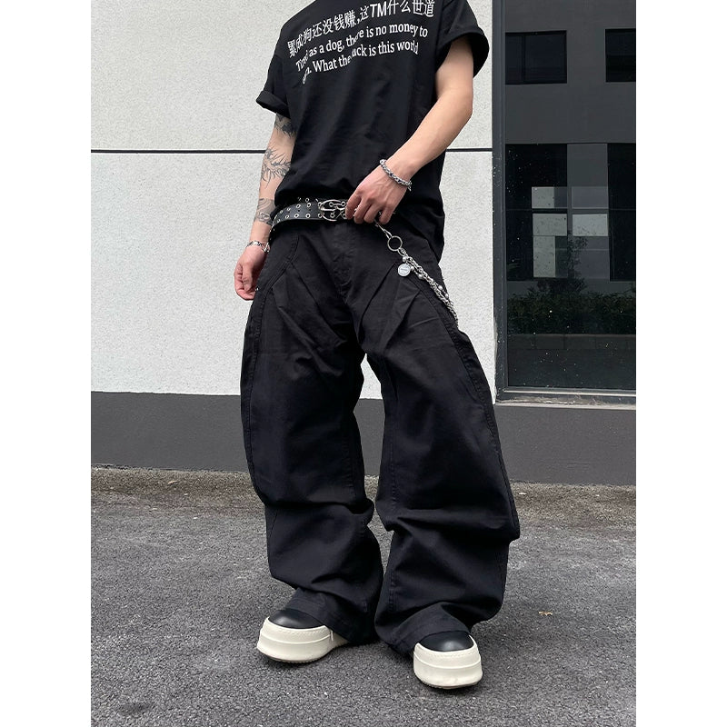 Wrinkle Curved Midnight Black Cargo Pants