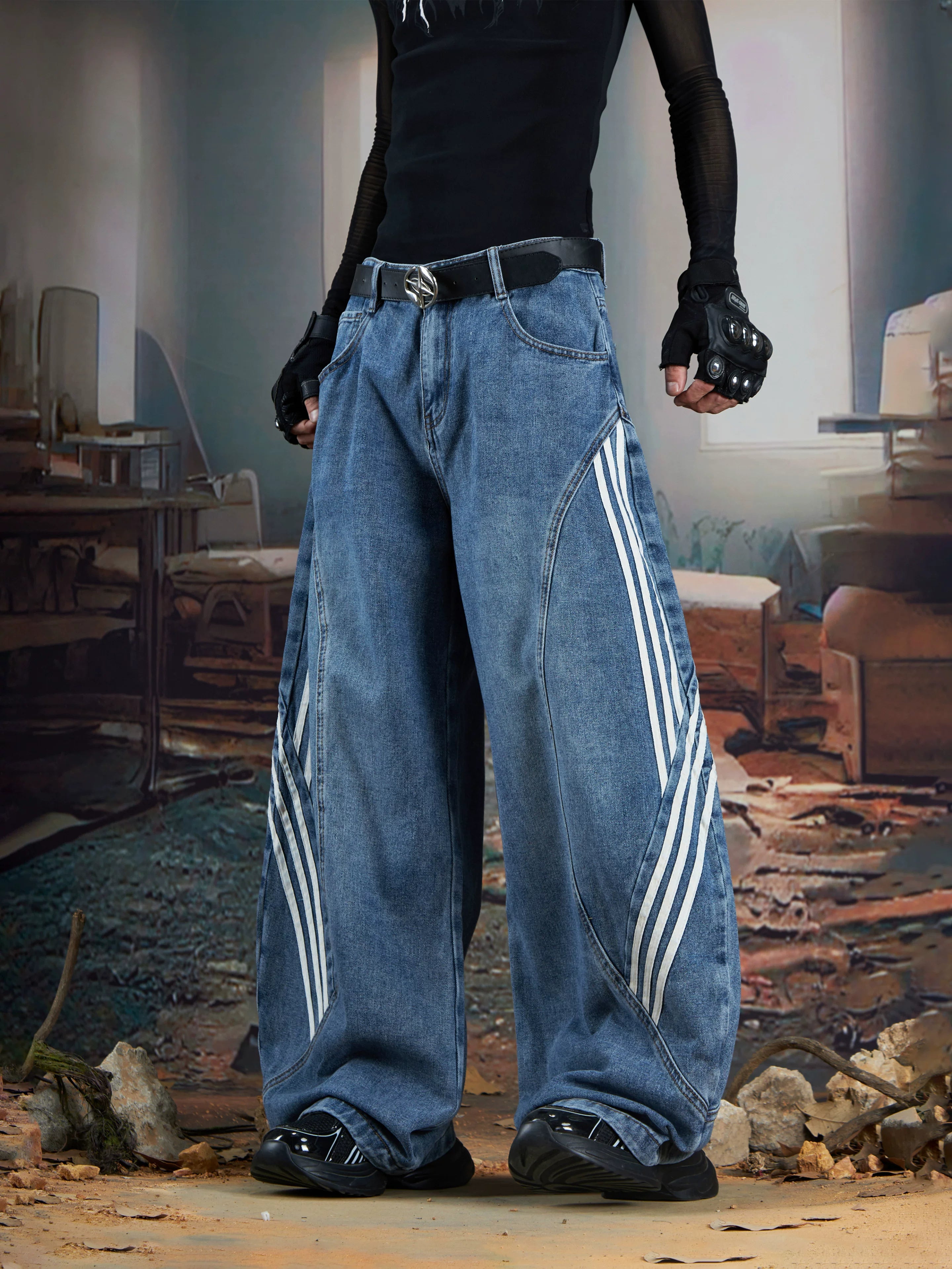 Arcwave Triple-Stripe Balloon Jeans