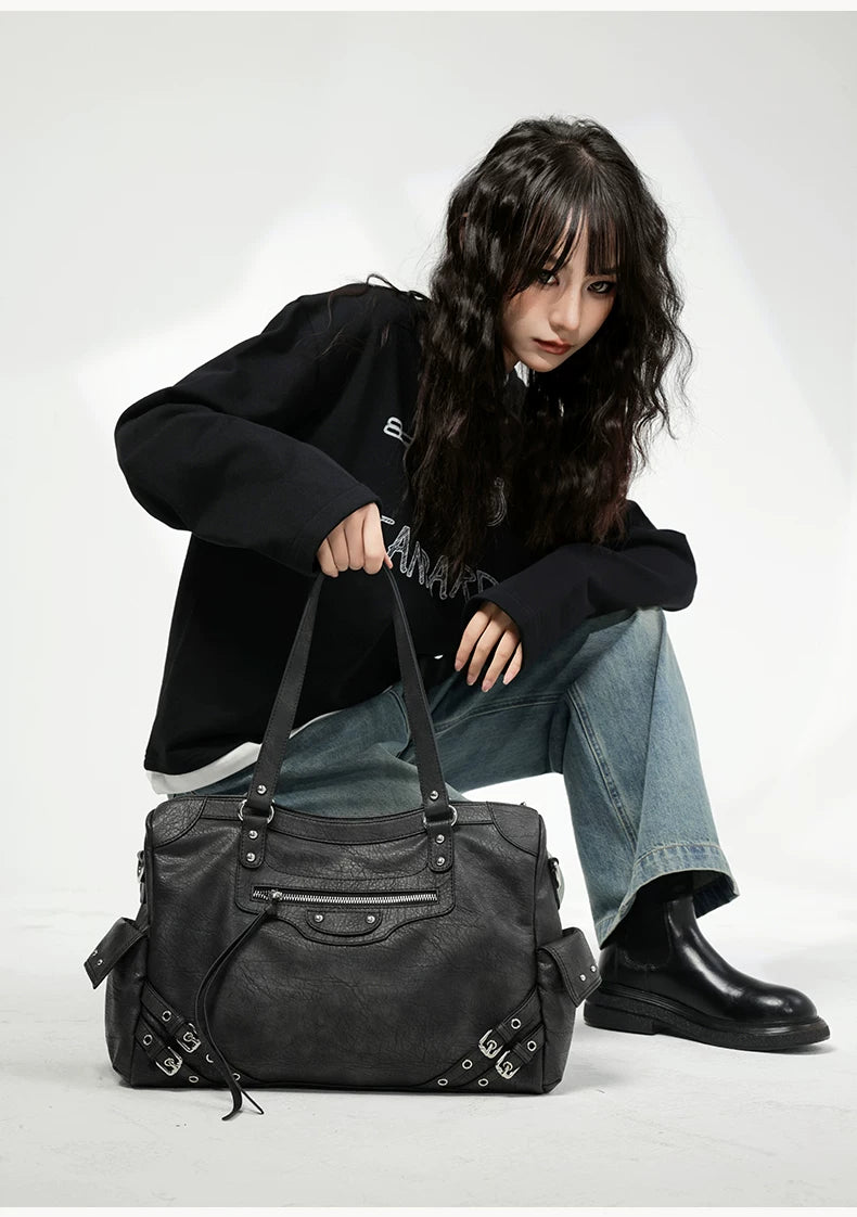 Charcoal Buckle Rider Tote