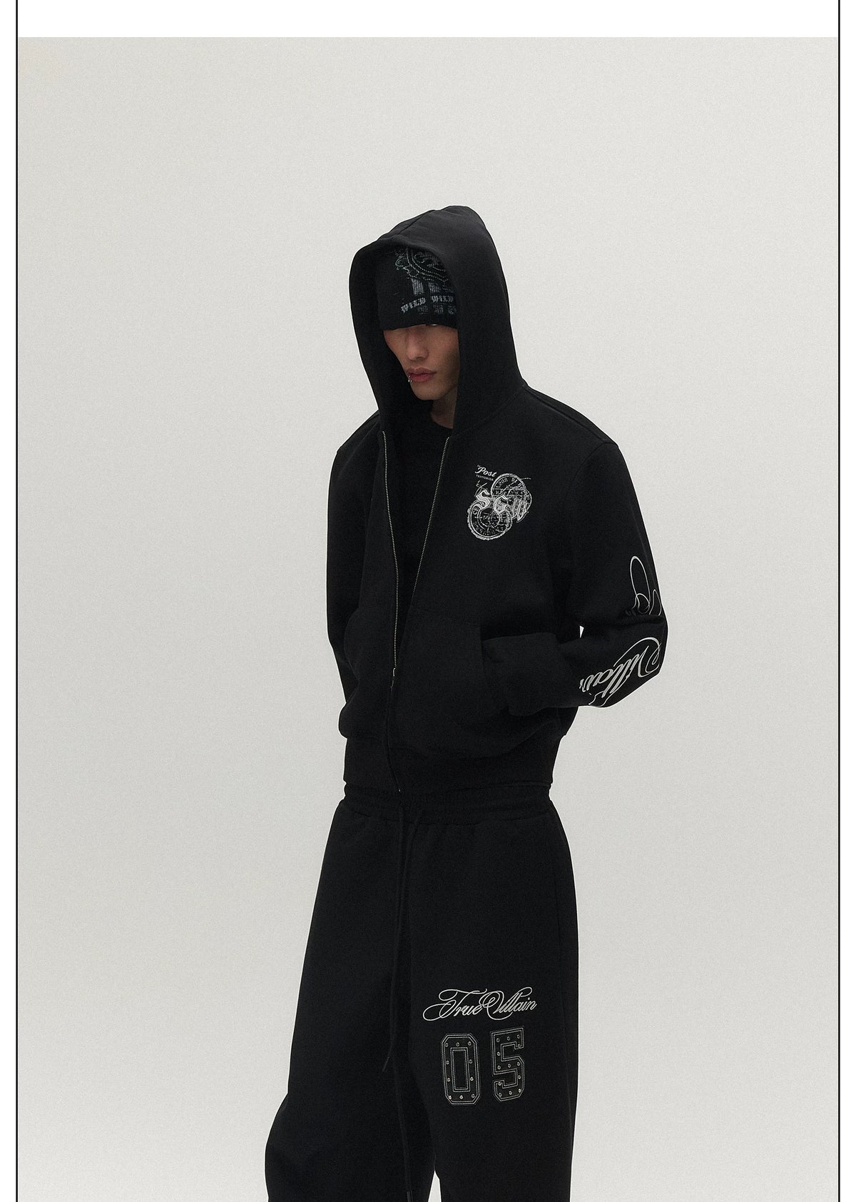 Midnight Crest Script Zip Hoodie