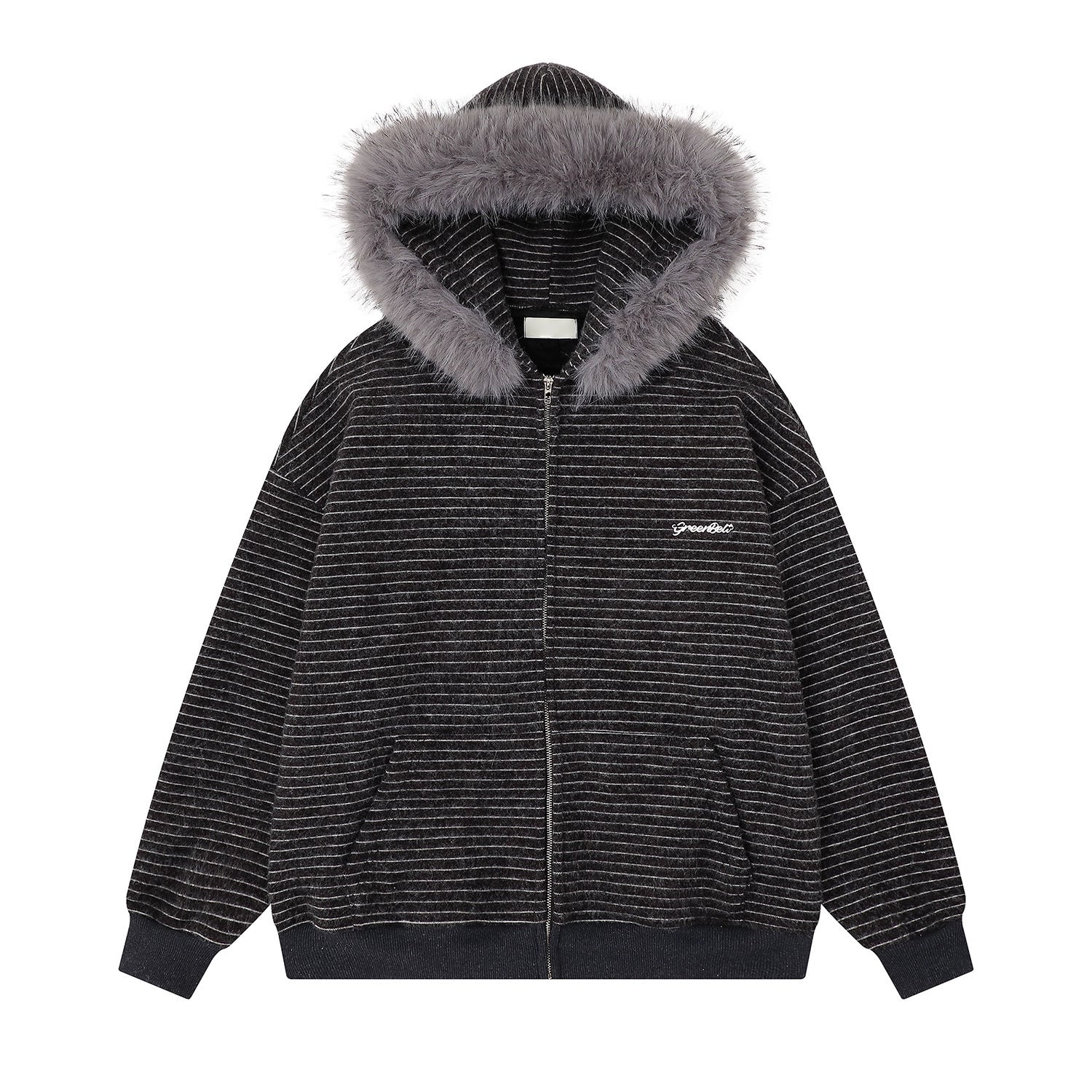 Frostline Striped Faux Fur Hoodie