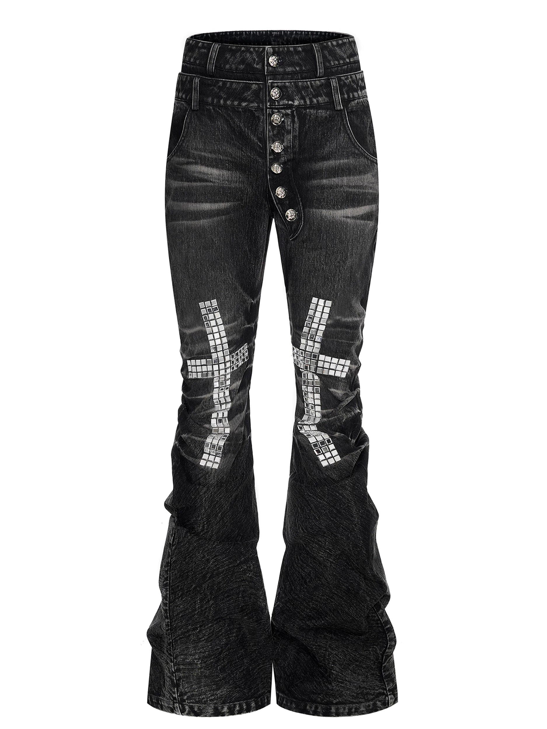 Starlit Cross Shimmer Stack Jeans