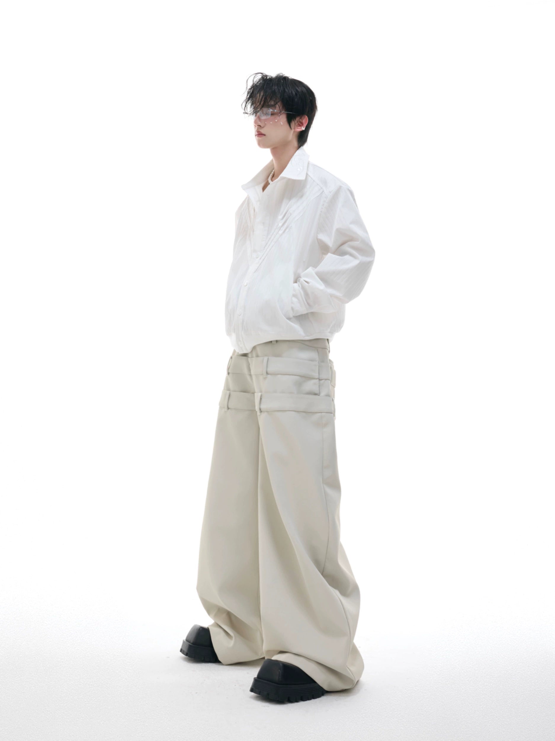 White Oversized Cotton Long Sleeve Shirt