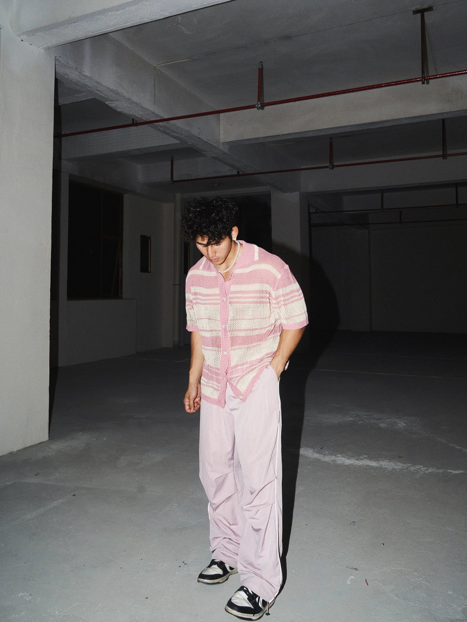Hollow Out Niche Striped Shirt