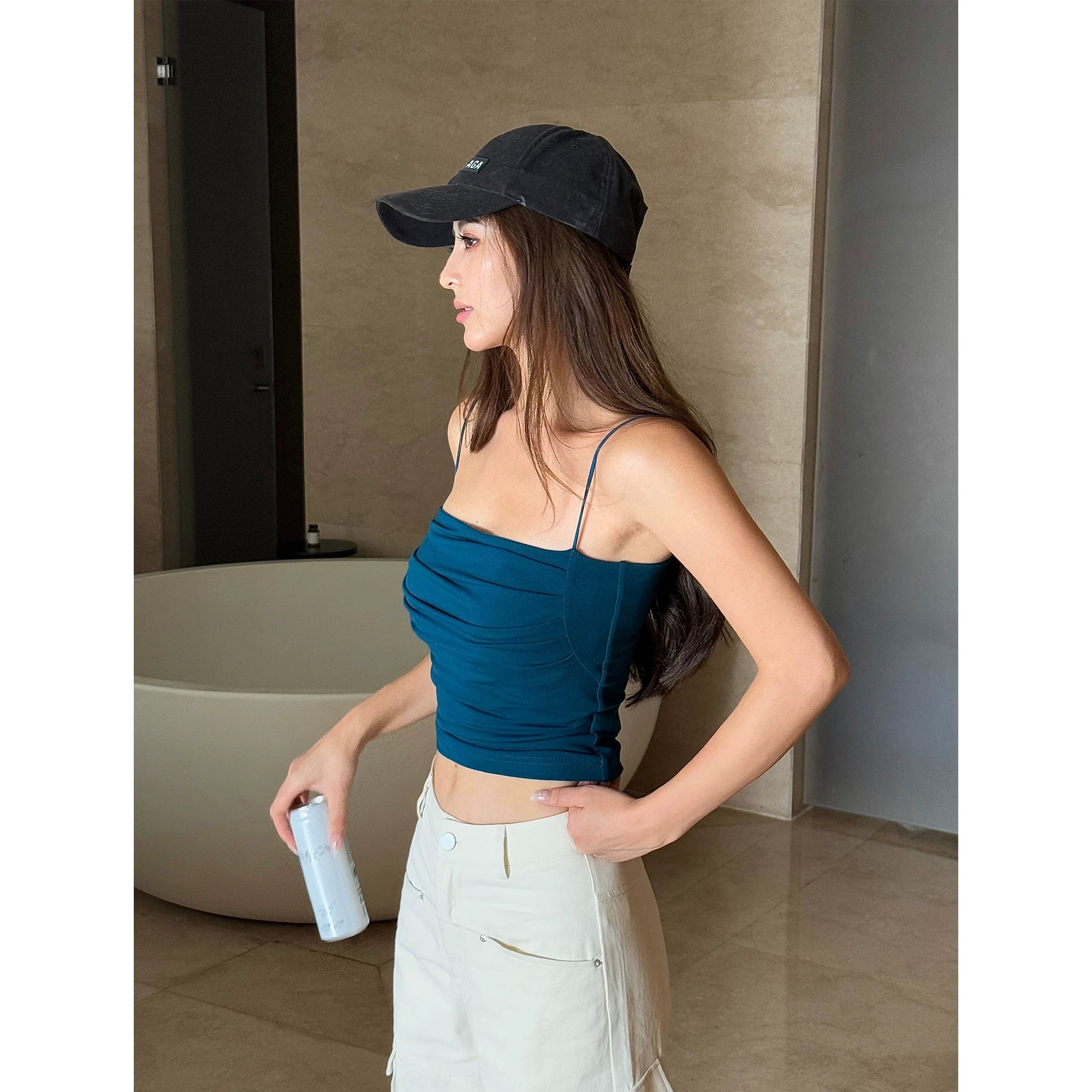 Tidal Drape Ruched Cami Crop