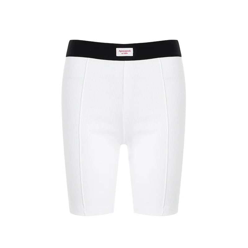 Black and White Contrast Trim Crop Top and Shorts Set