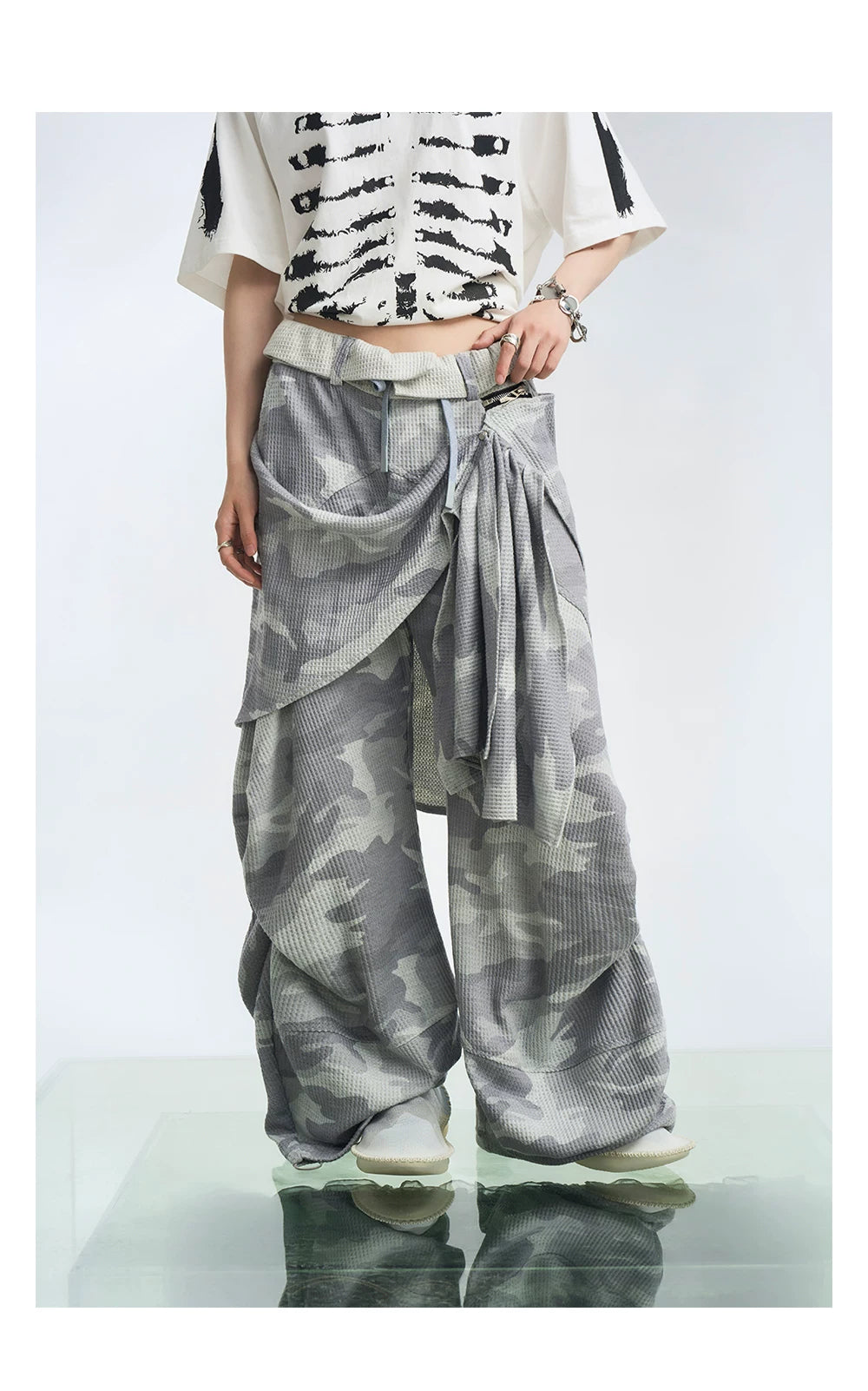 Layered Camouflage Balloon Sweatpants