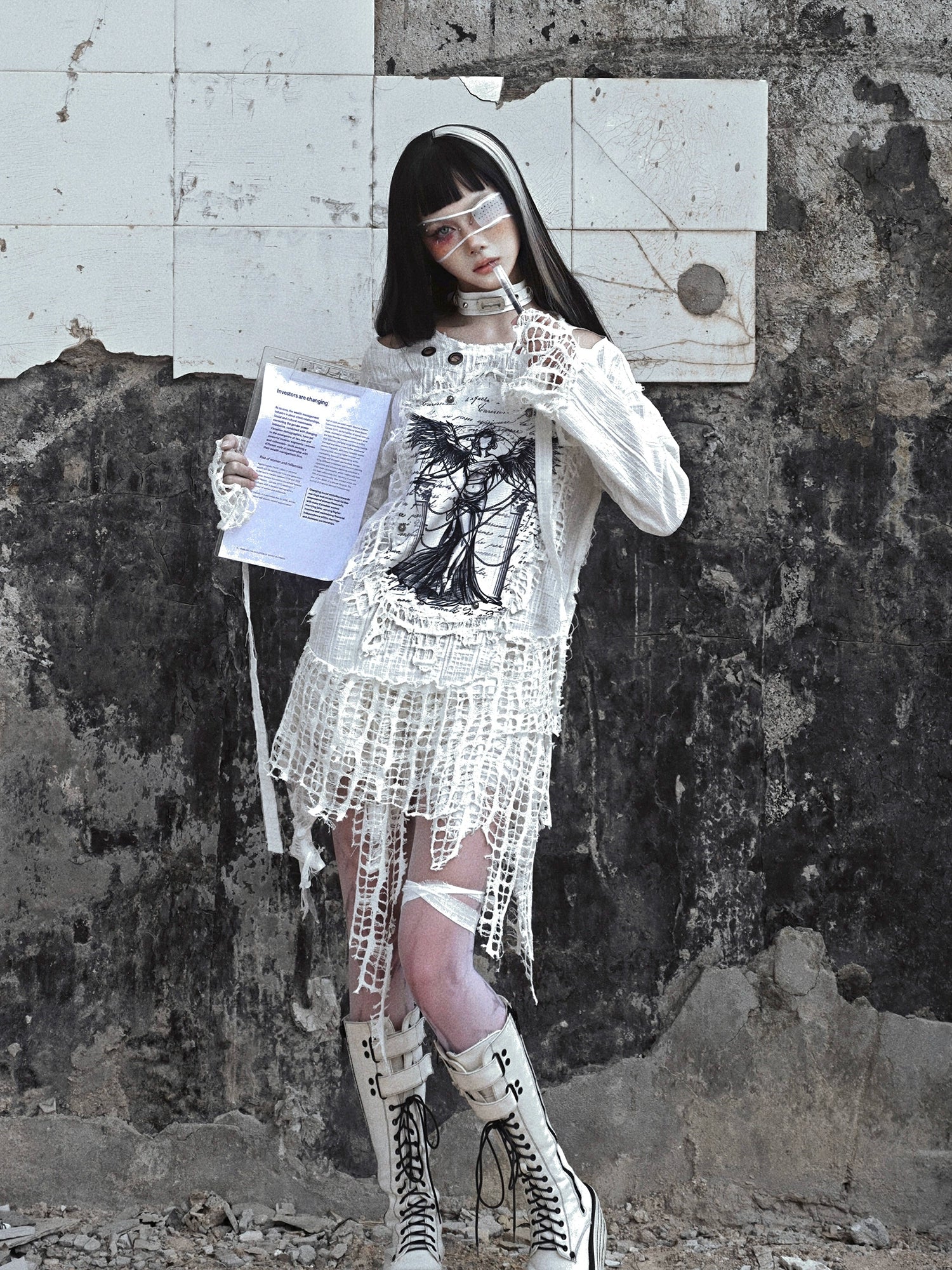 Gothic Angel Distressed Lace Sweater