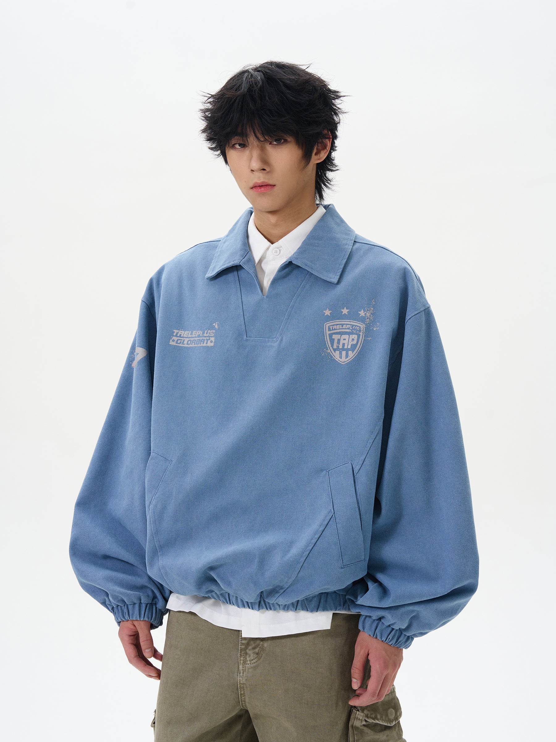 Light Blue Vintage Varsity Pullover