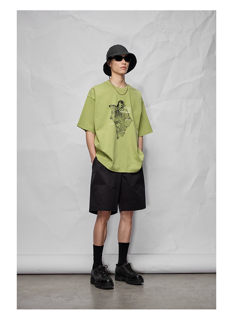 Camiseta de manga corta de impresión gráfica y letra
