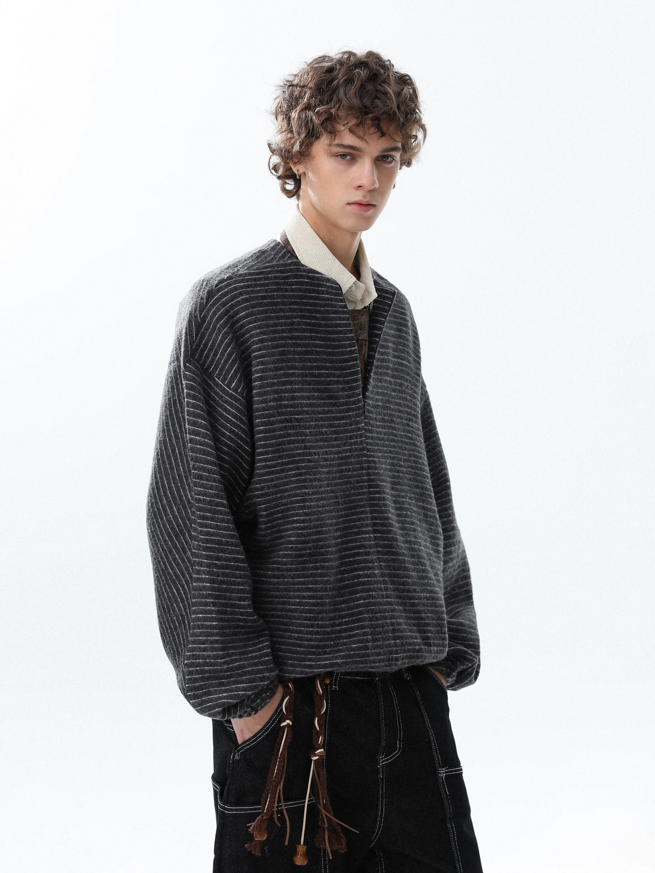 Charcoal Lines Relaxed Pullover