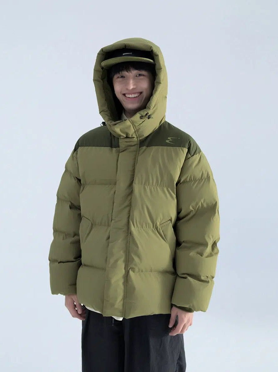 Puffer Jacket with Contrast Shoulders - chiclara