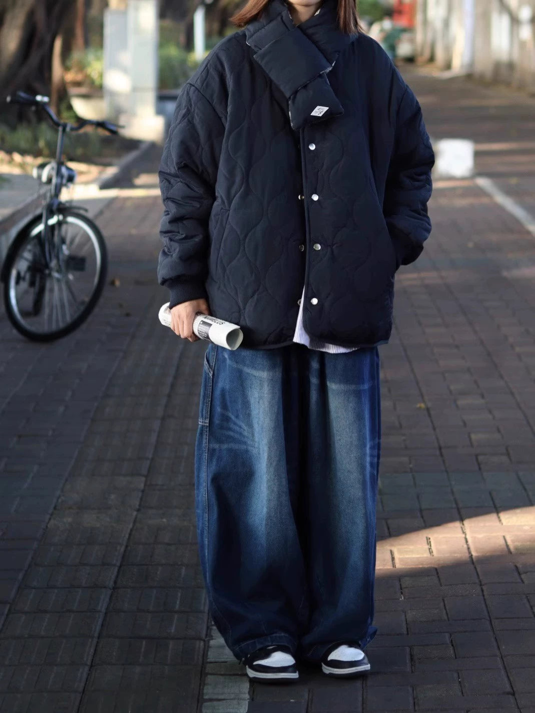 Reversible Navy Quilted Coat