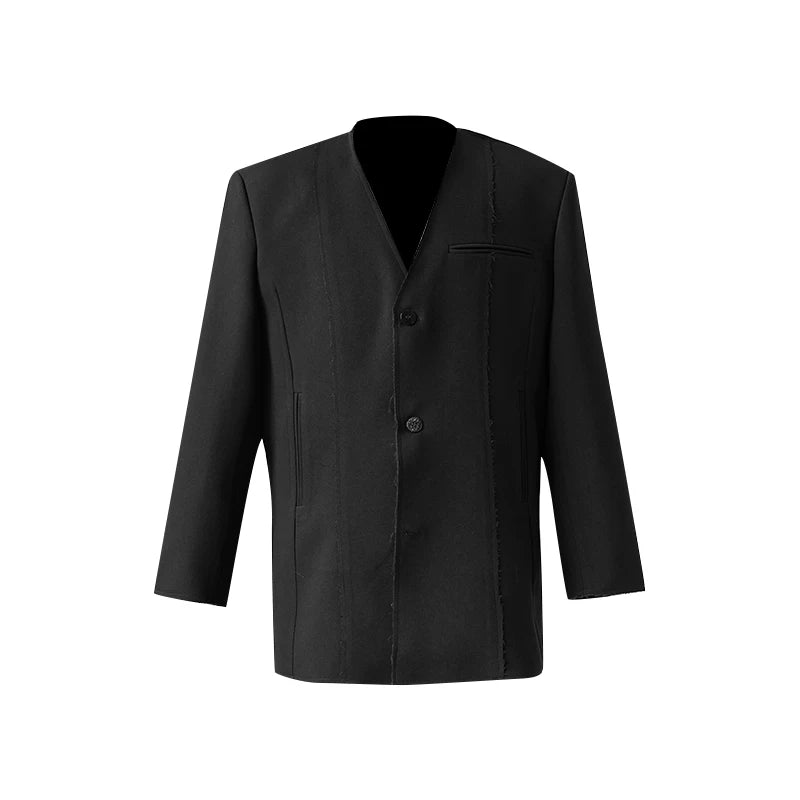 Ravel Edge Minimal V-Neck Blazer