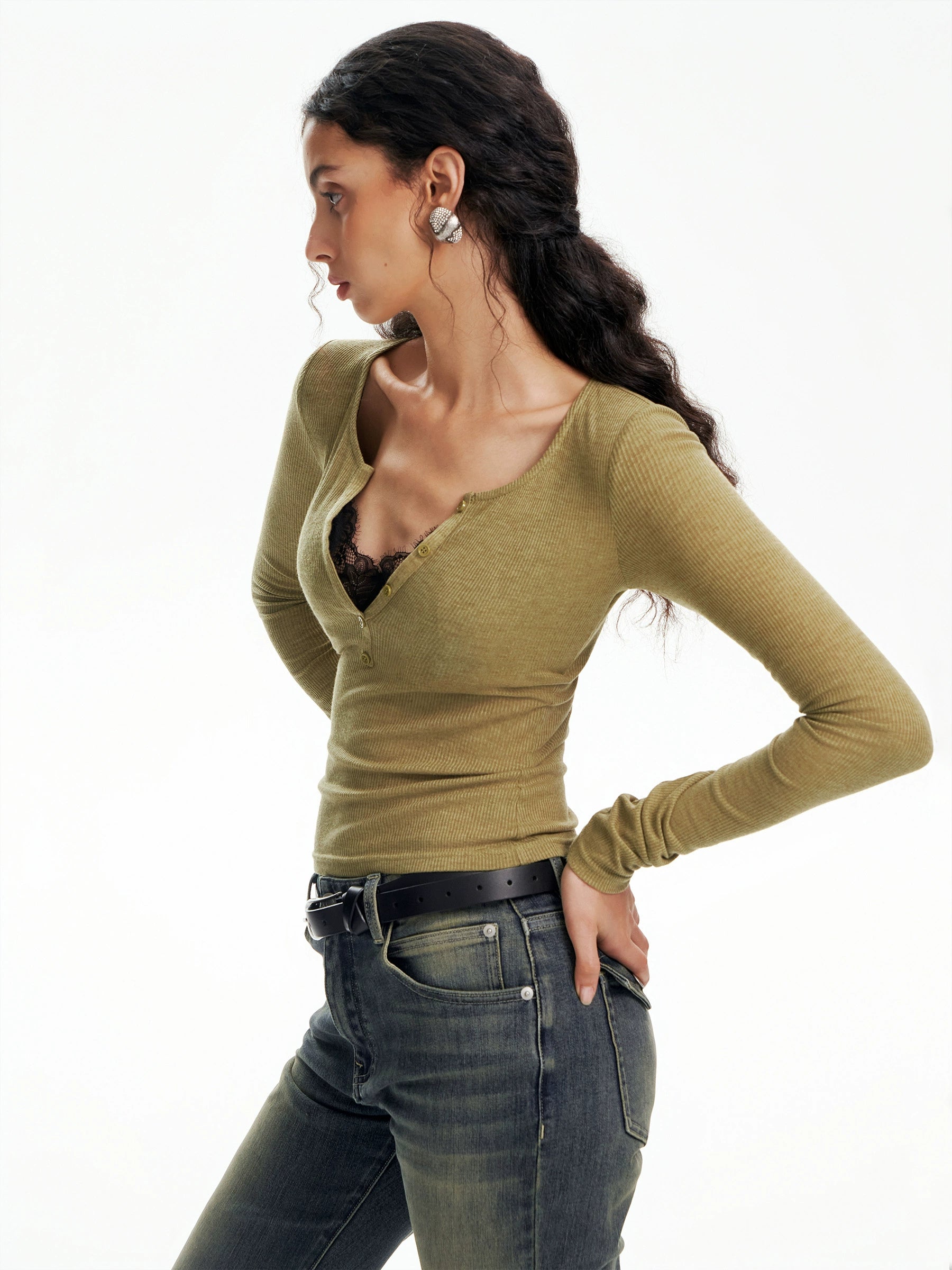Deep V Knit Top
