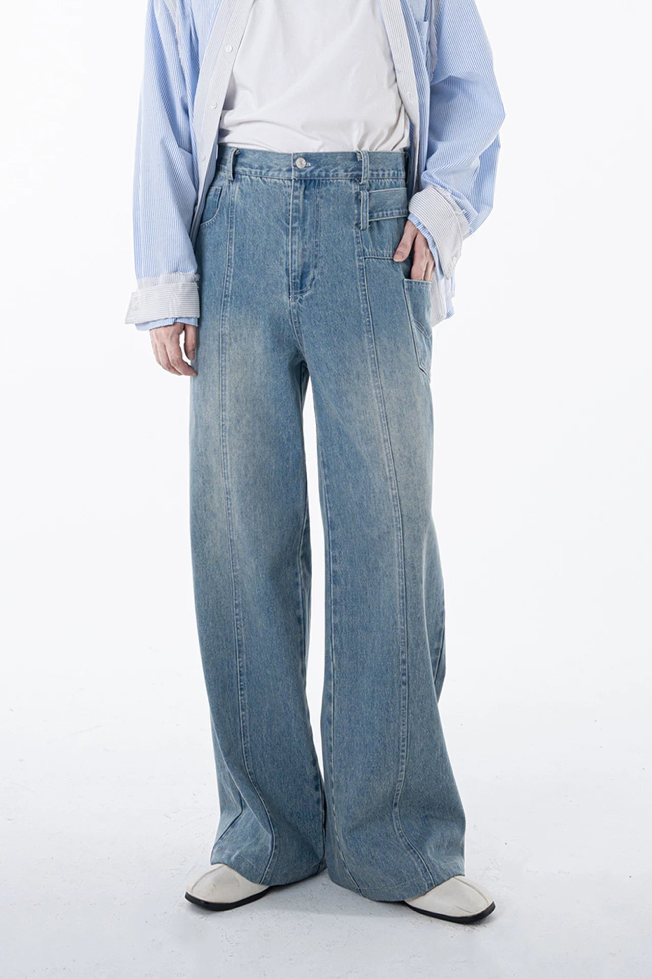 Skyline Panel Wide‑Leg Jeans