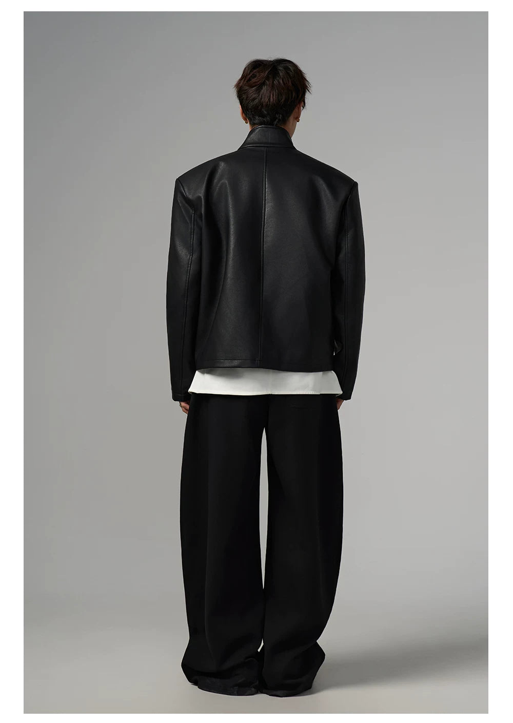 Obsidian Wave Asymmetric Leather Jacket