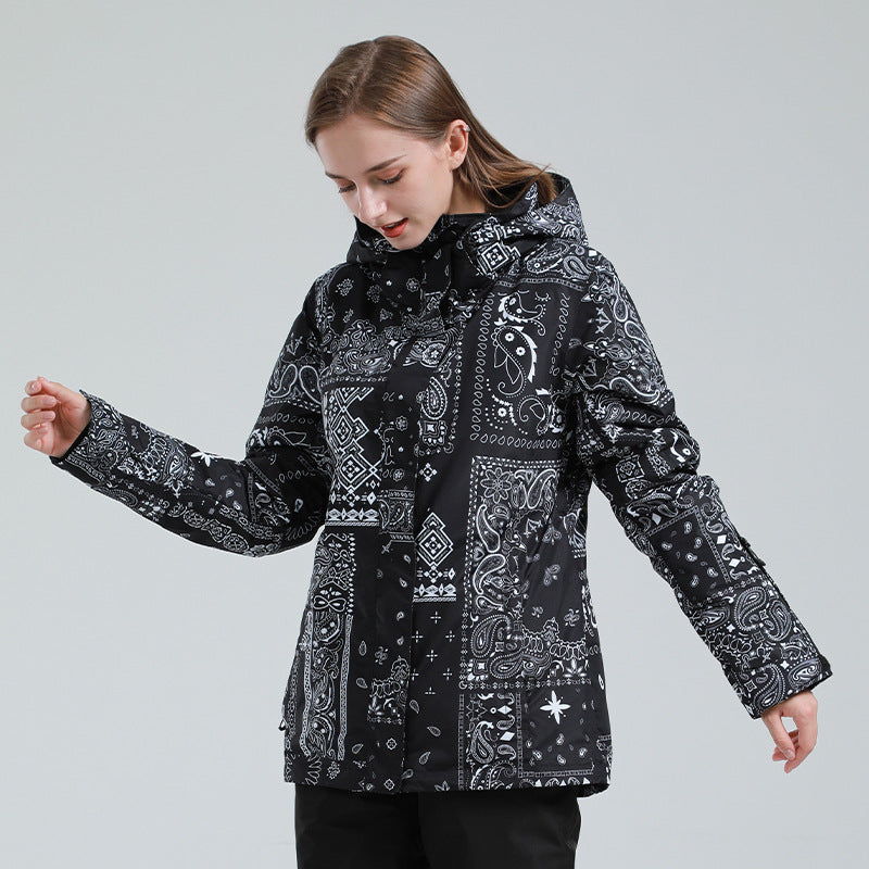 Mountain and Tie-Dye Print Ski Jackets