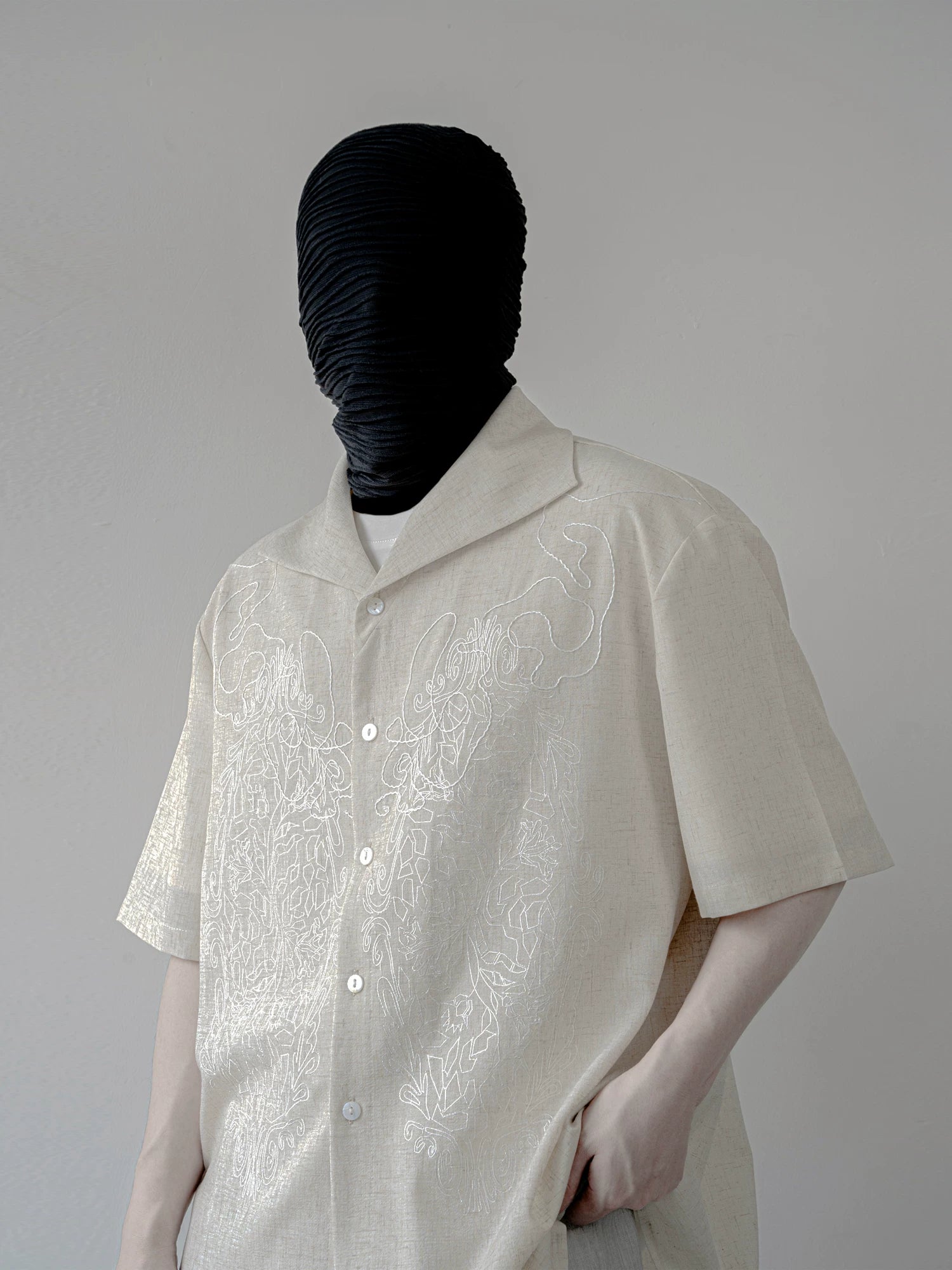 Linen Haze Scroll Camp Shirt