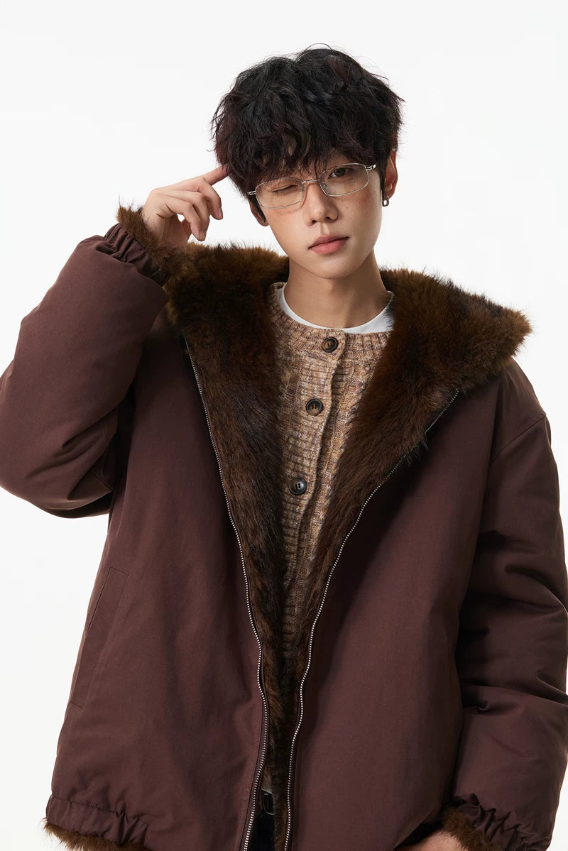 Glacier Haze Faux-Fur Hoodie Coat