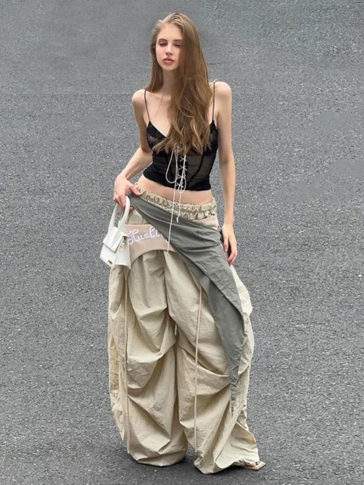 Deconstructed Drawstring Cargo Pants