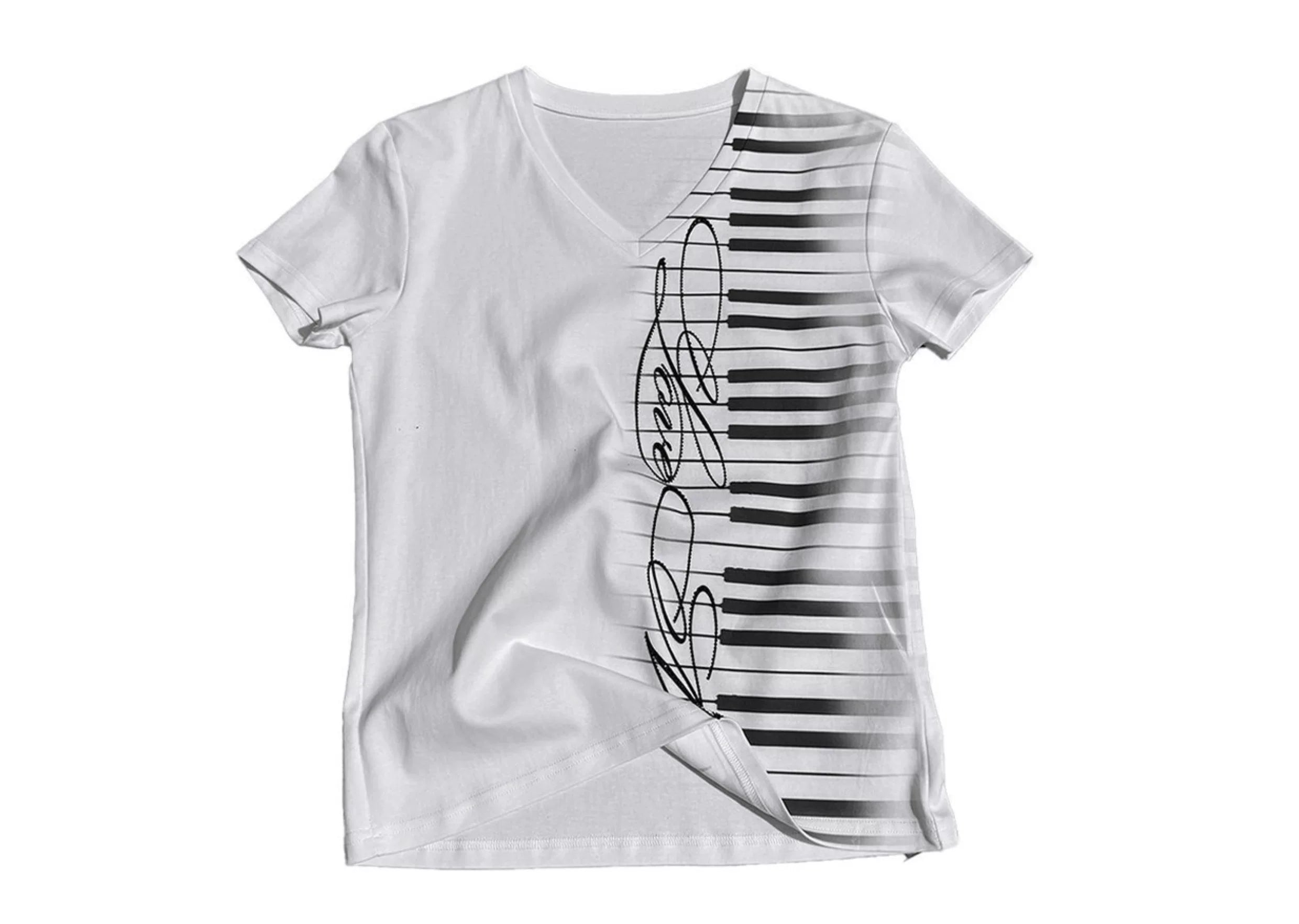 Keys Treble Clef V‑Neck Tee