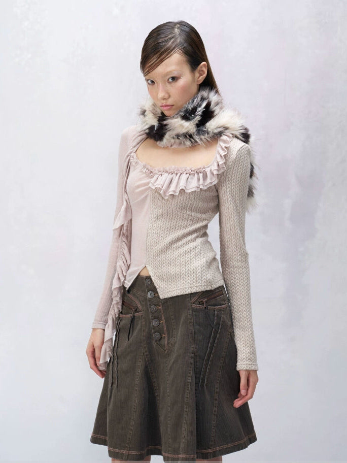 Fawn Ruffle Panel Knit Top