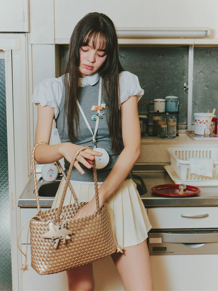 Metallic Woven East-West Tote - view 2