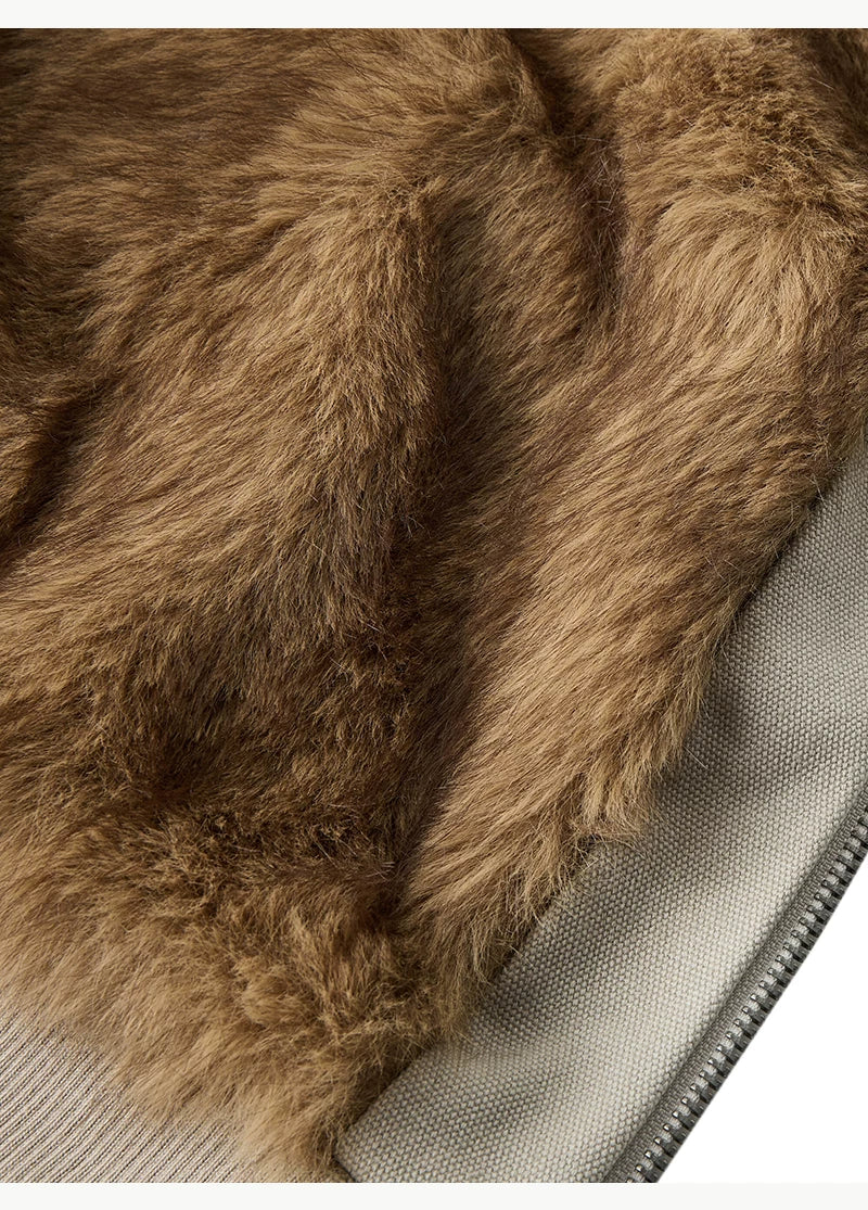Furtrim Hood Bomber Jacket