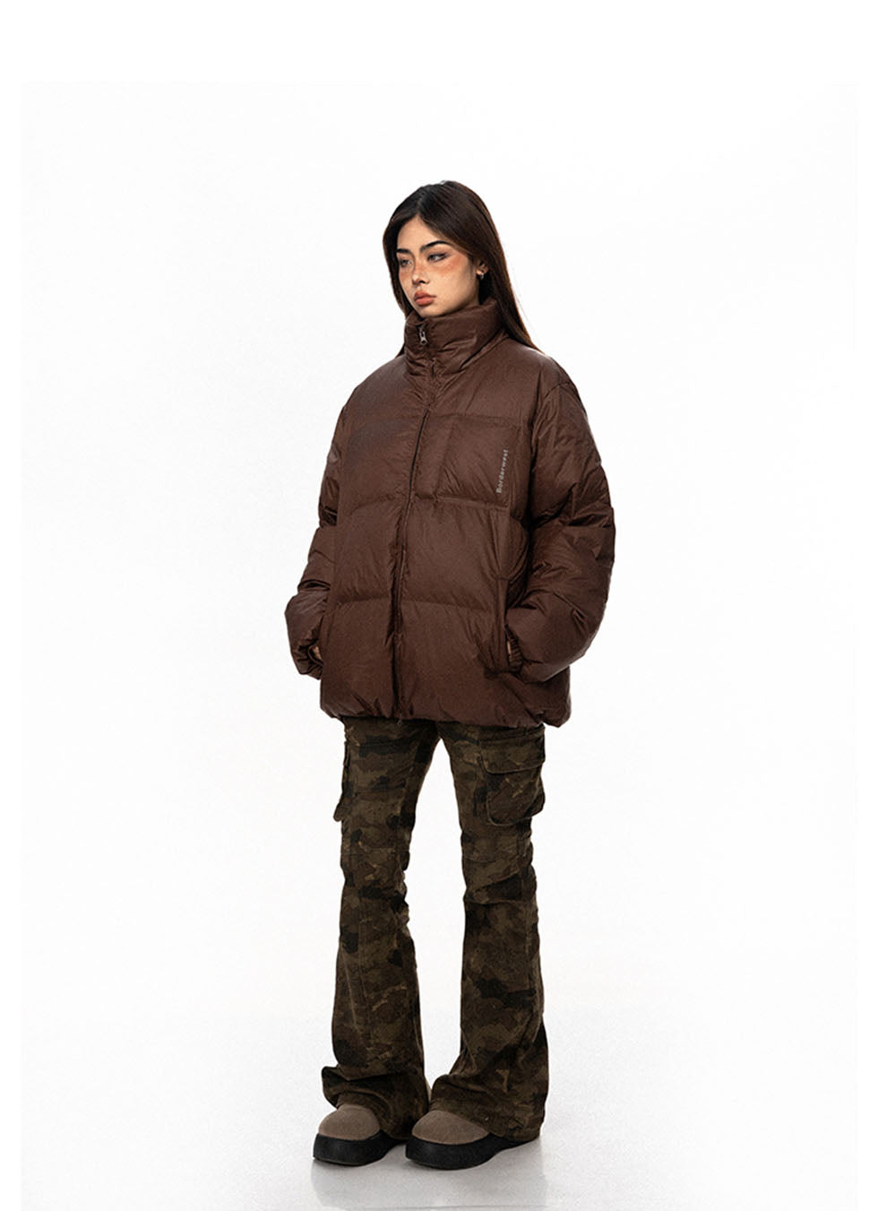Stand Collar White Duck Down Jacket - chiclara