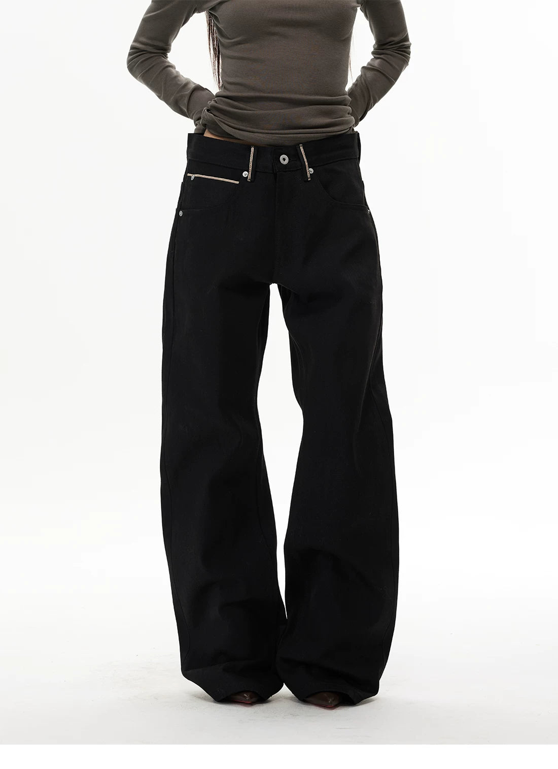 Midnight Zipline Wide Jeans