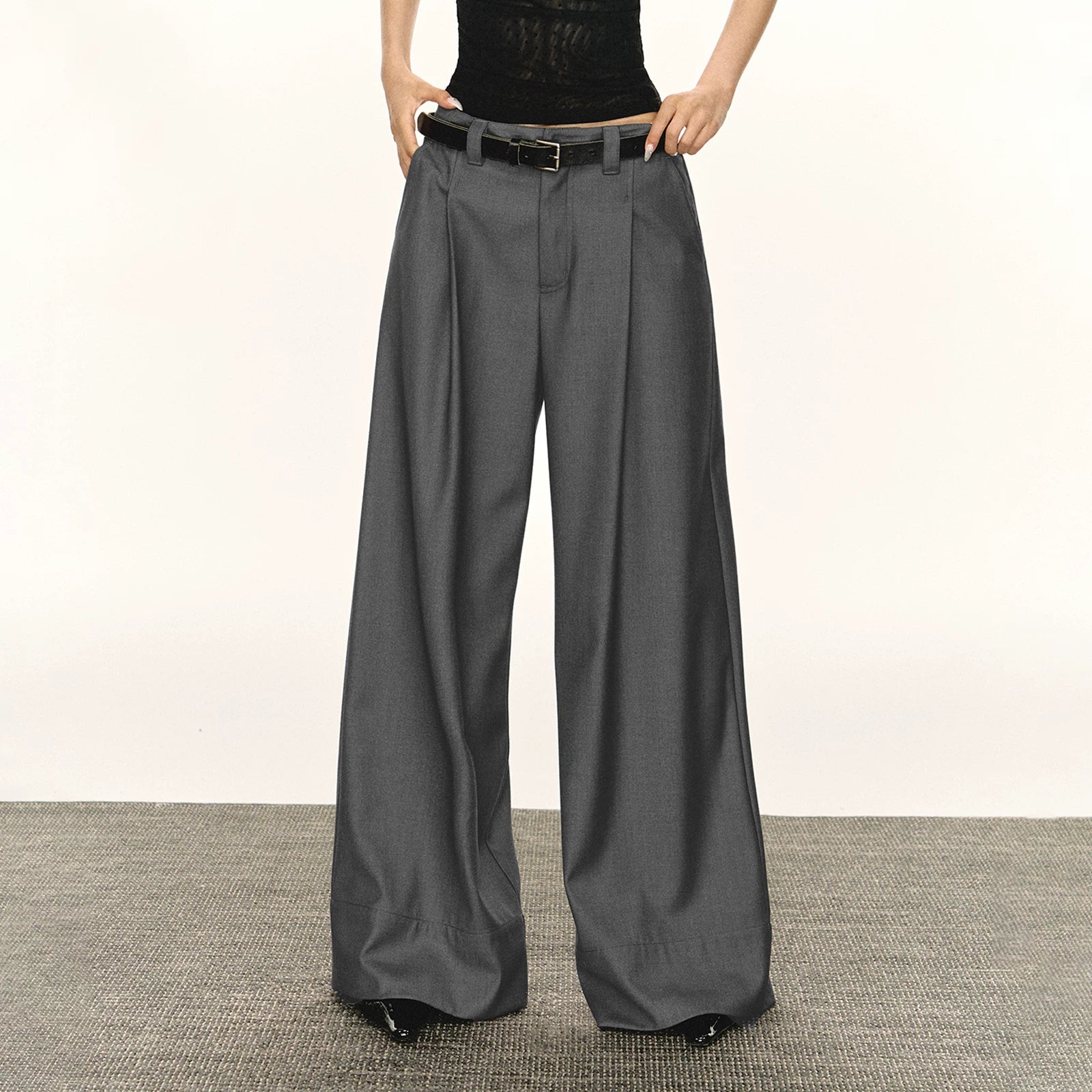 Retro Loose Wide-leg Tailored Trousers