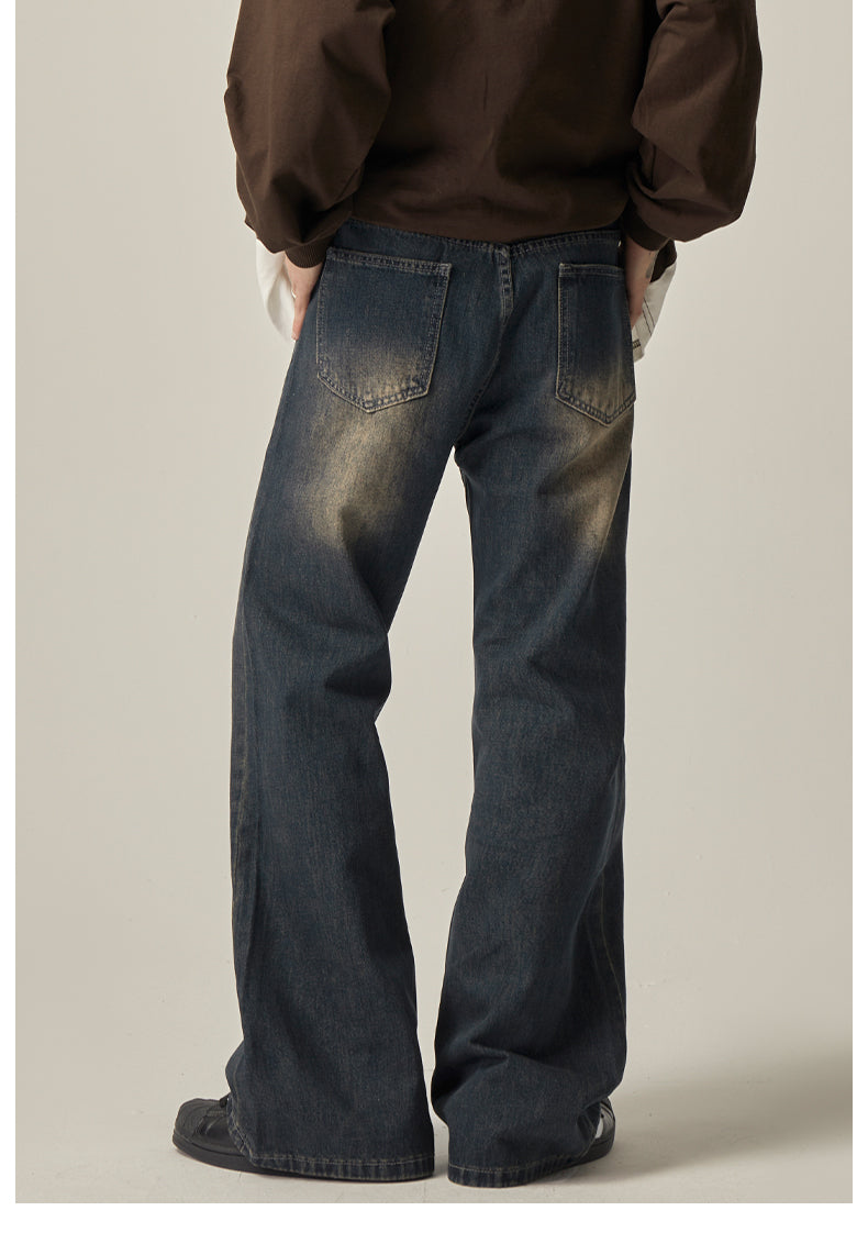 빈티지 워시 와이드 레그 진