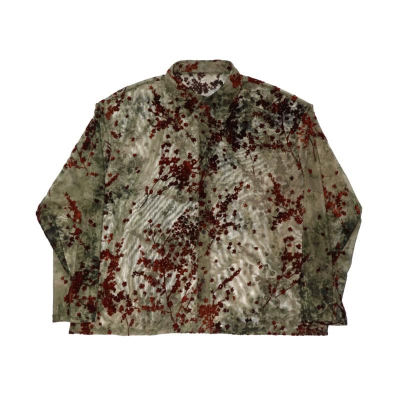 Floral Print Semi-Sheer Button-Up Shirt