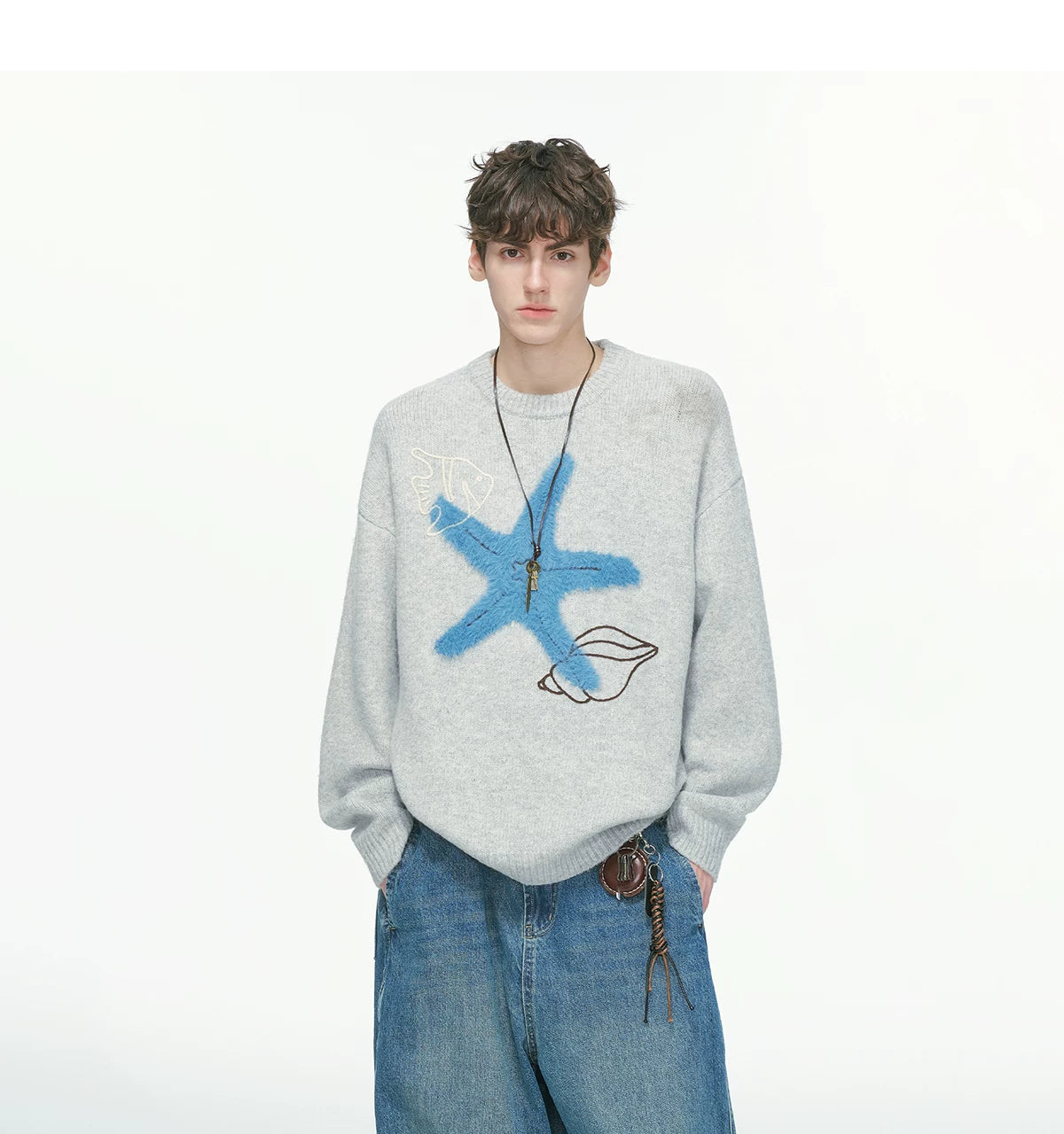 Seastar Sketch Fuzzy Knit Sweater