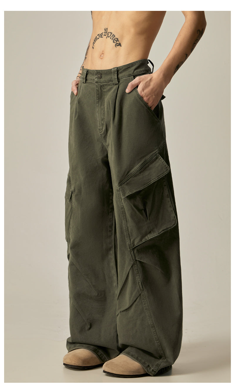 Olive Wide Leg Combat Pants