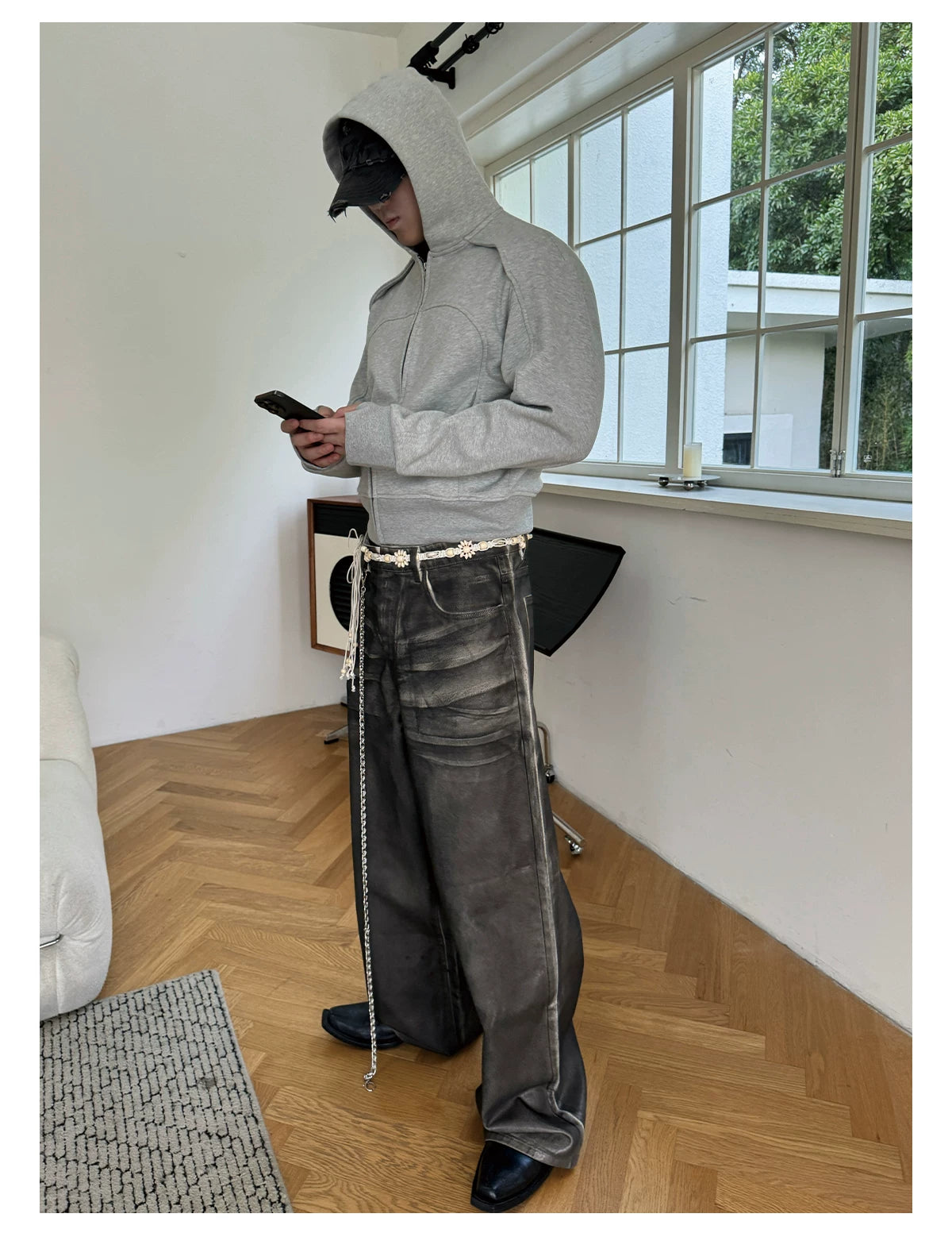 Panelled Zip-Up Hoodie