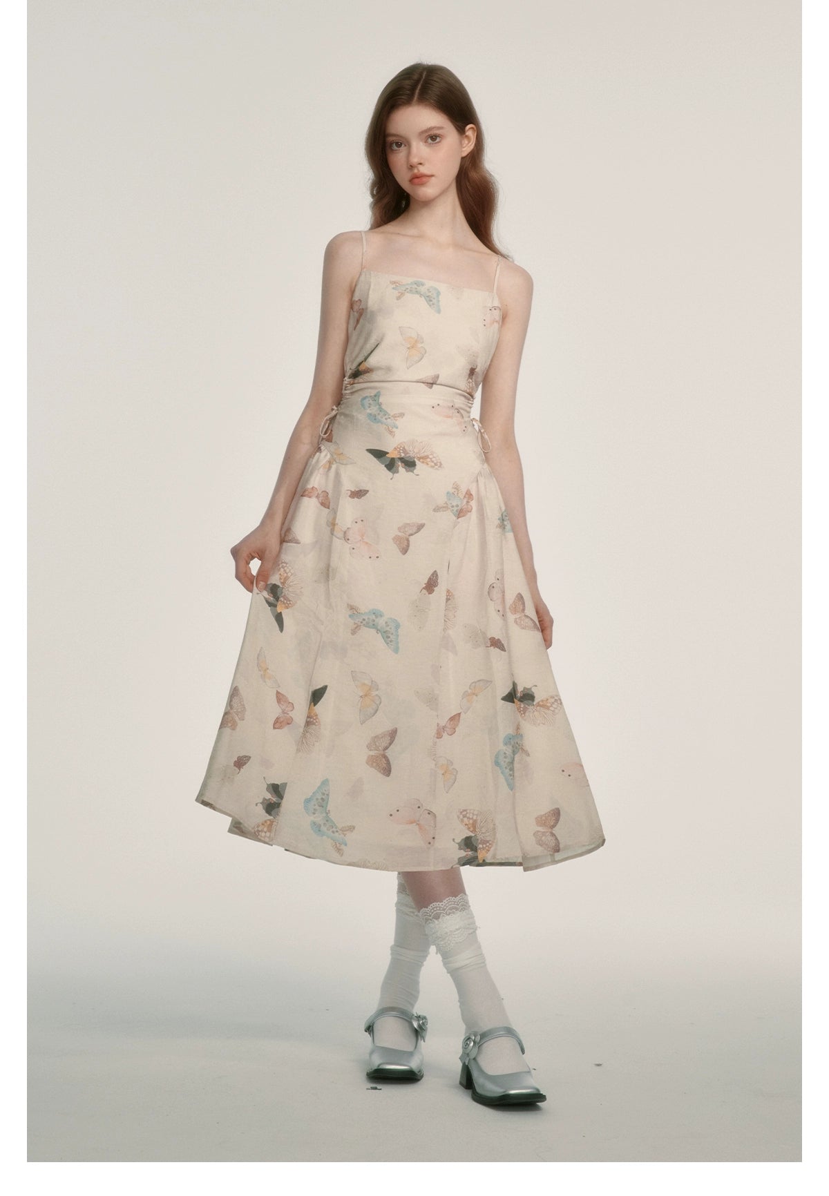 Butterfly Print Spaghetti Strap Dress