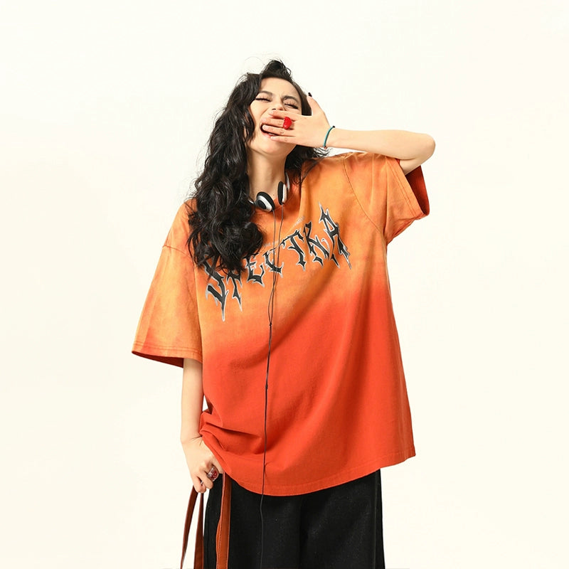 Oversized Orange Gradient Graphic Tee