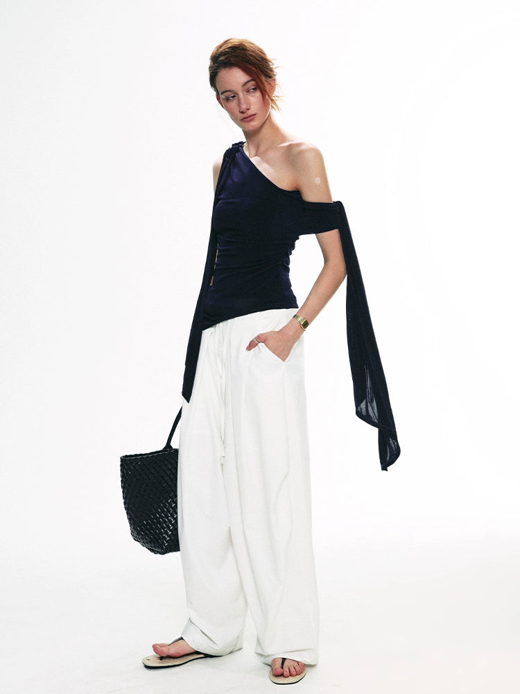 Asymmetric Draped Velvet Top