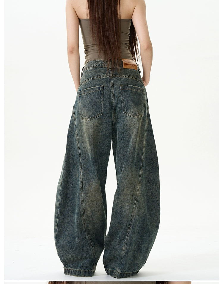 Extreme Wide-Leg Vintage Wash Jeans