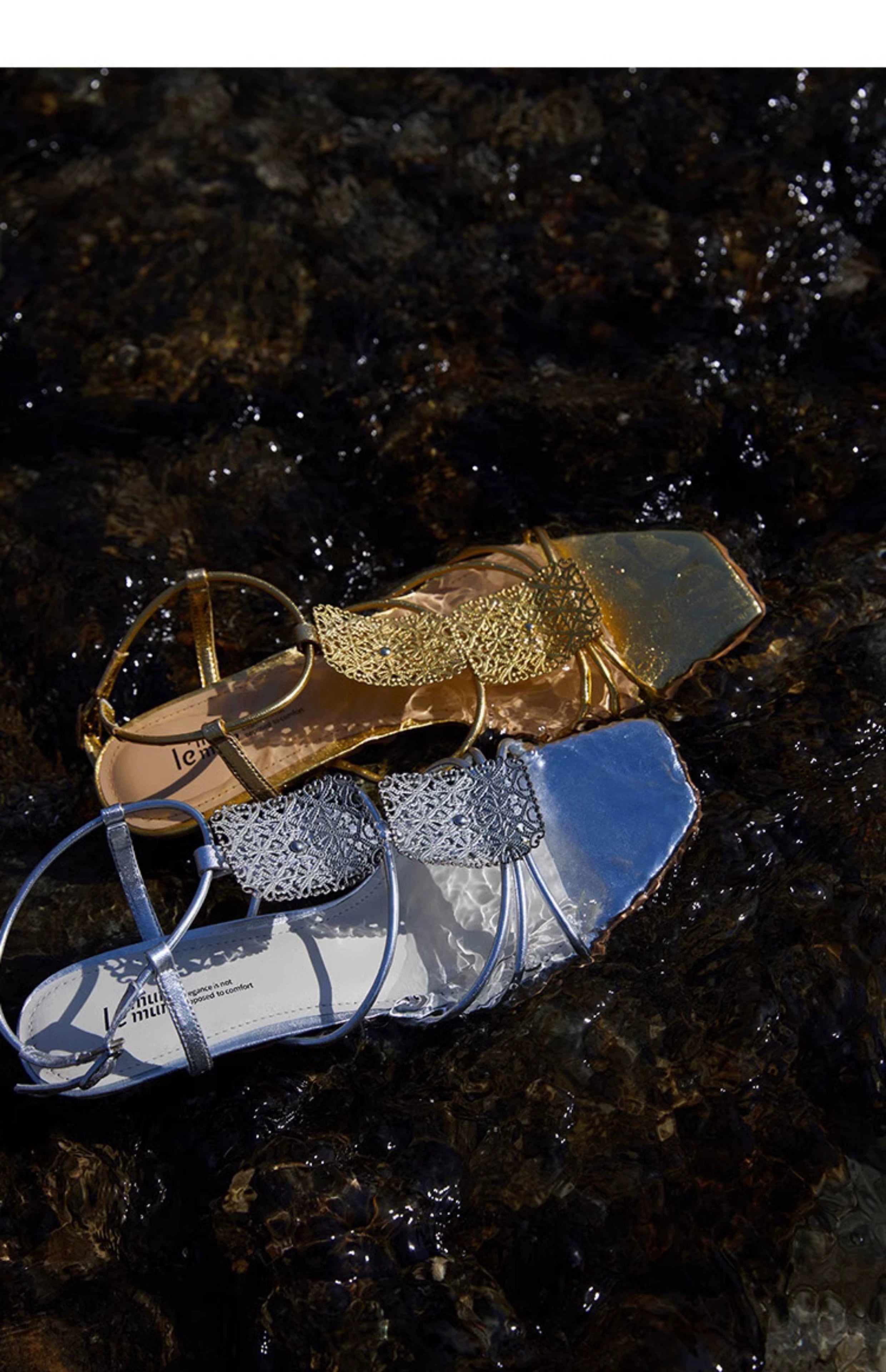 Gold Filigree Strappy Sandals