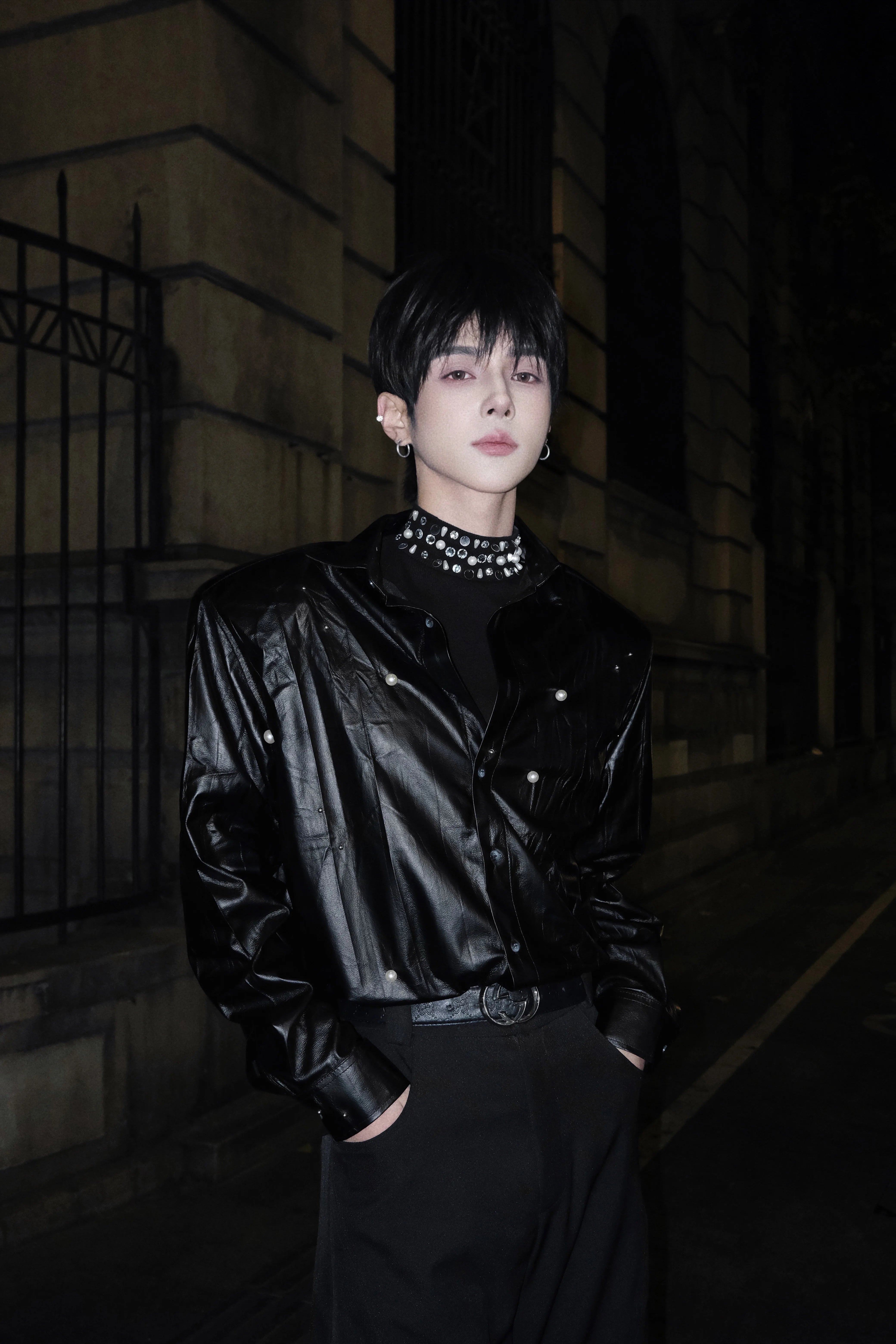 Midnight Prism Stud-Leather Eclipse Shirt