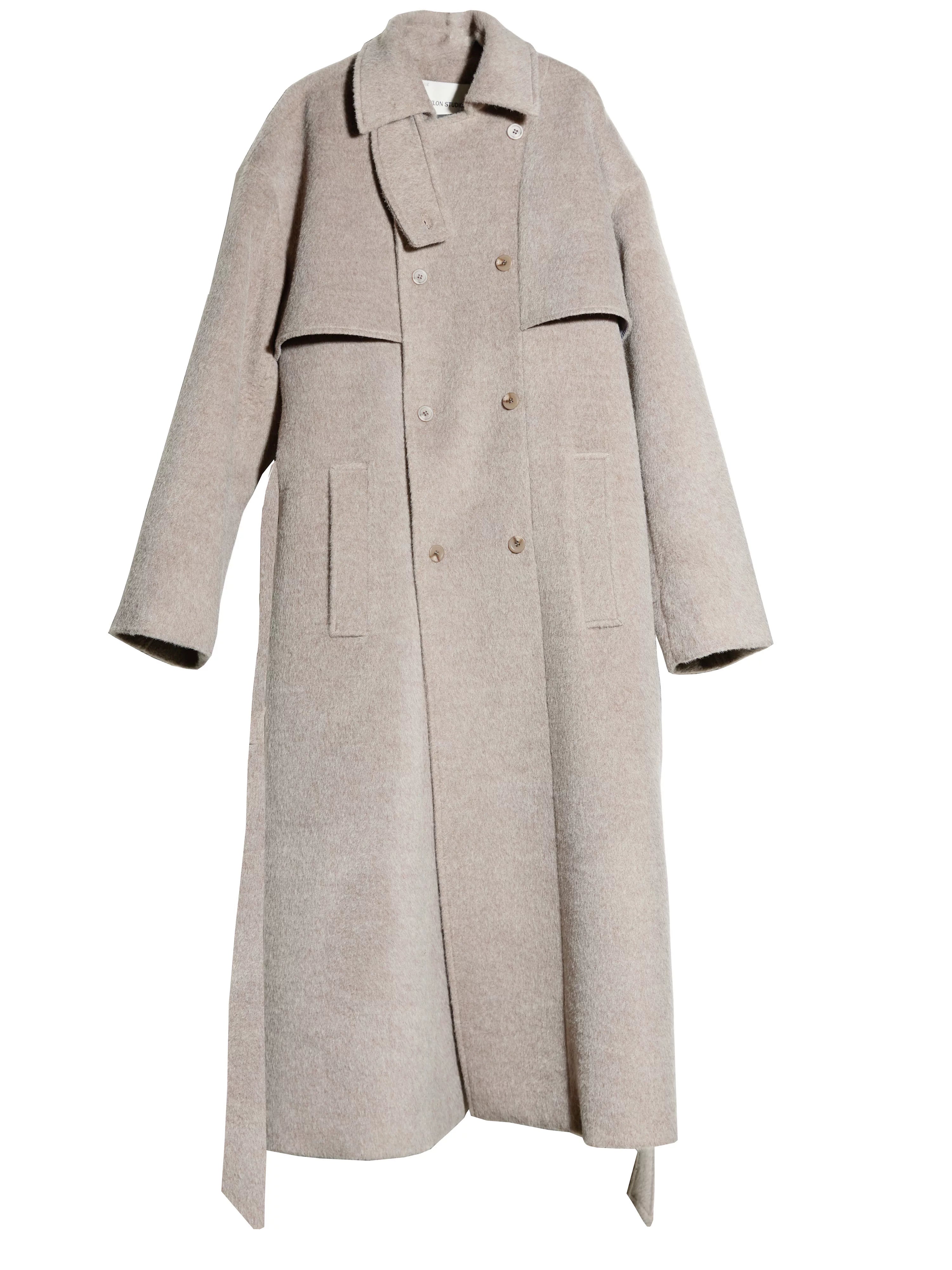 Mink Wrap Belted Wool Coat