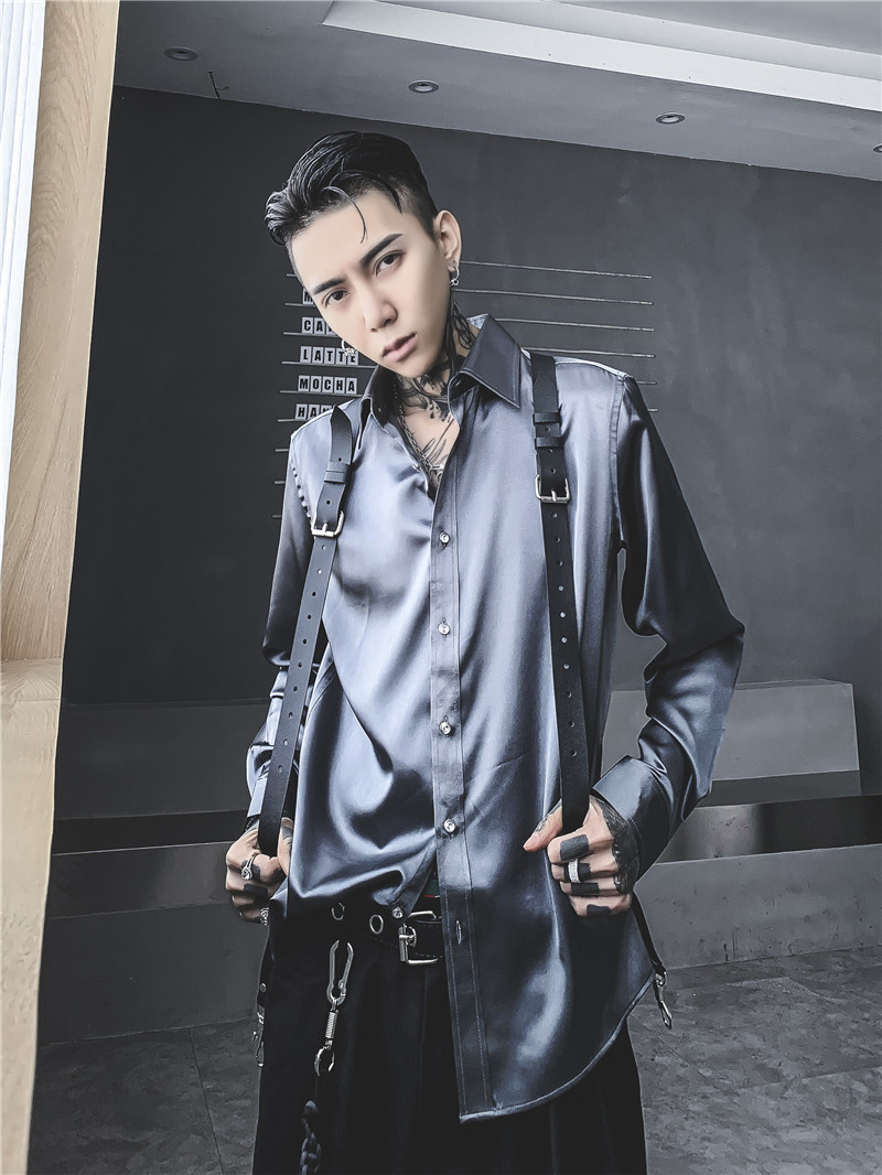 Noir Luxe Liquid Satin Button‑Up Shirt