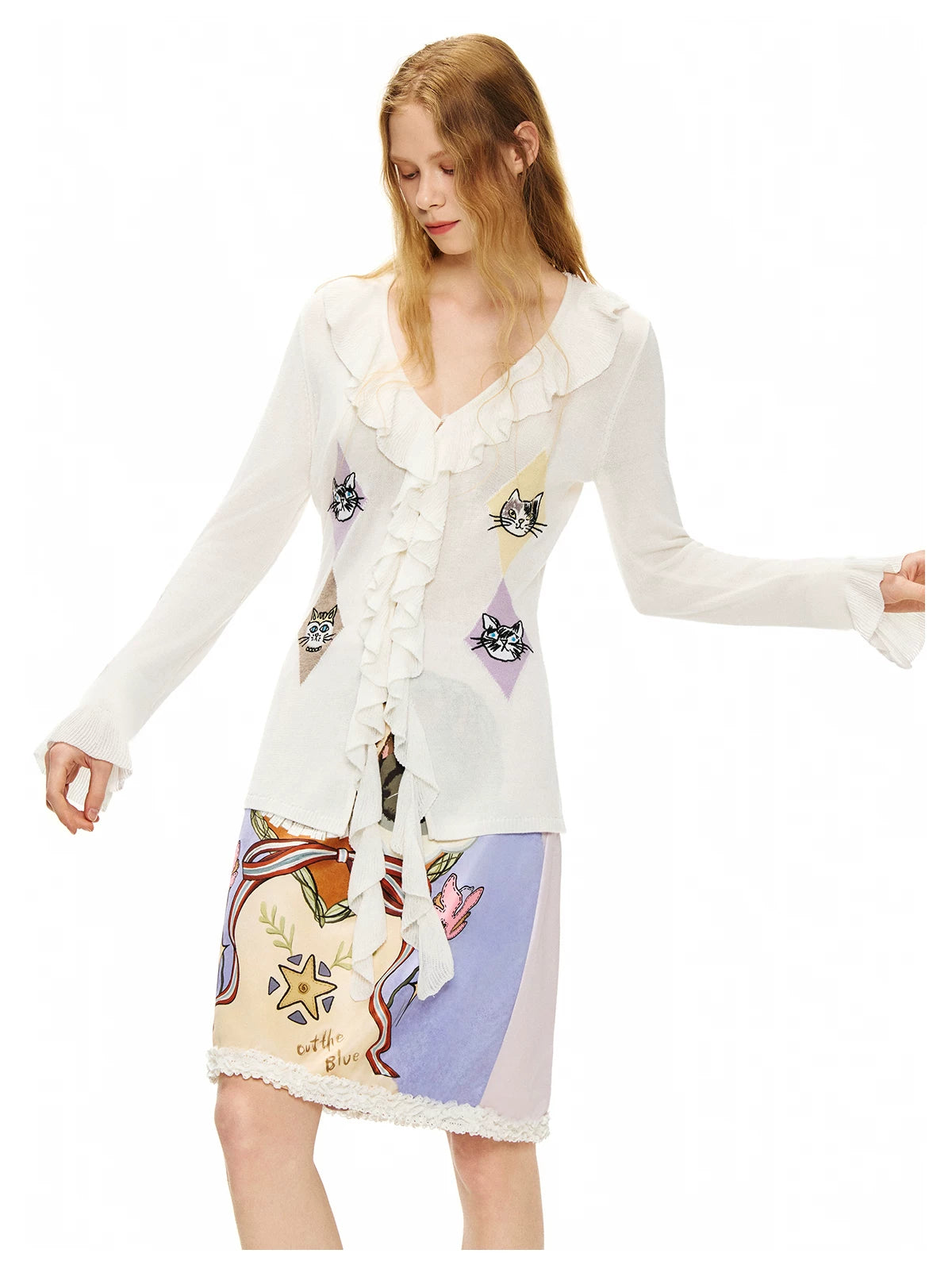 Ruffled Kitty Argyle Romance Blouse