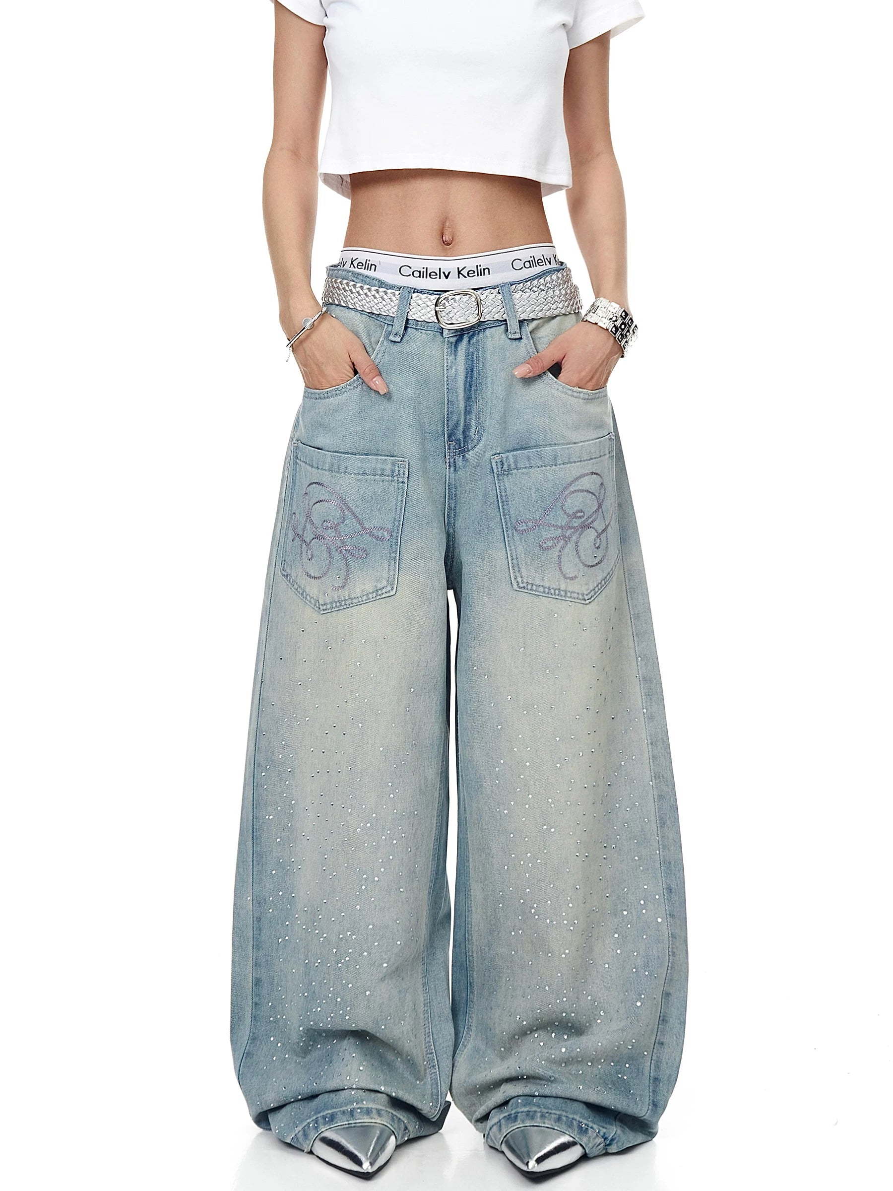 Crystal Script Starfall Wide Jeans