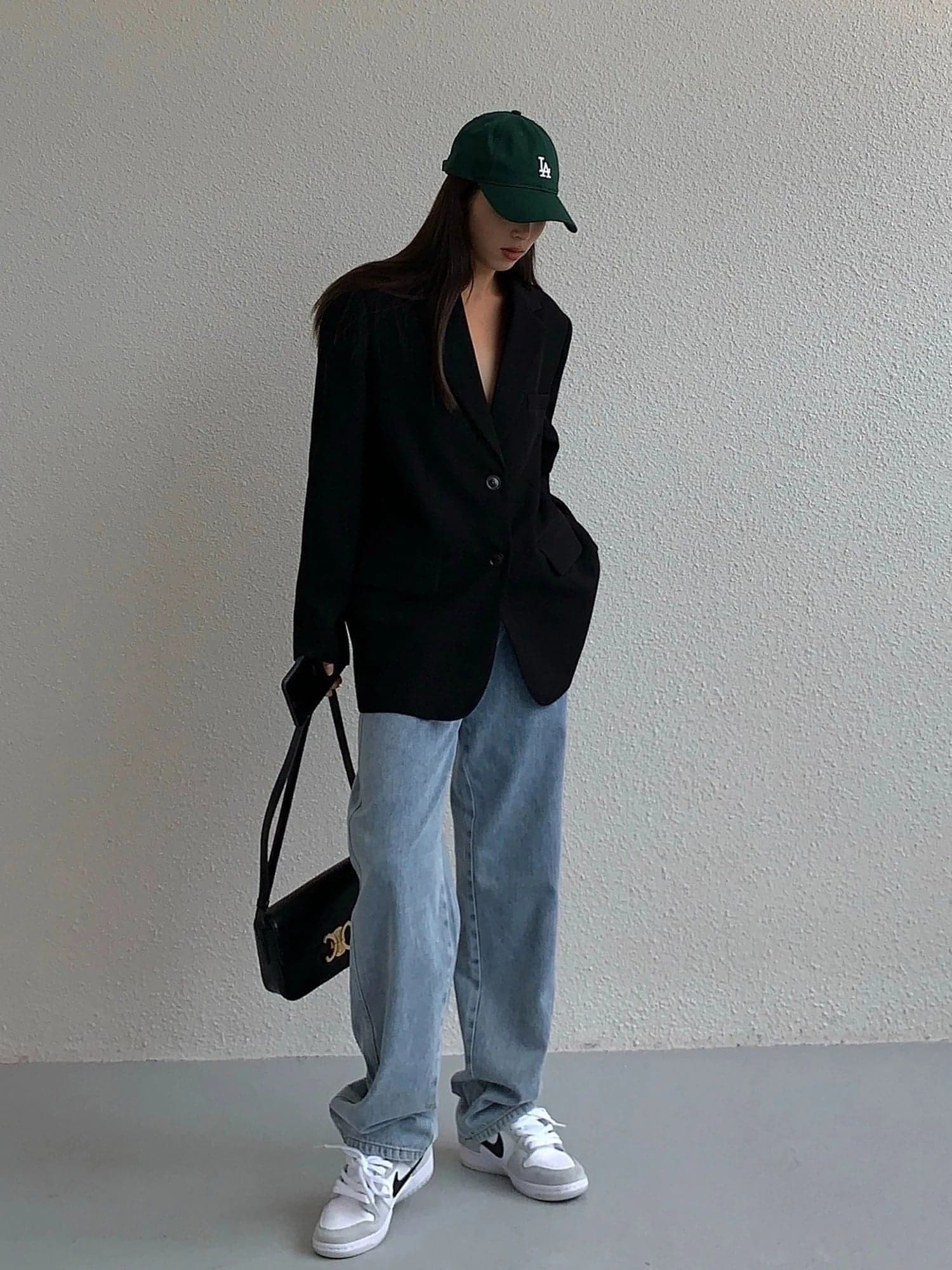 Autumn Collection - Black Loose-Fit Korean Style Blazer - chiclara